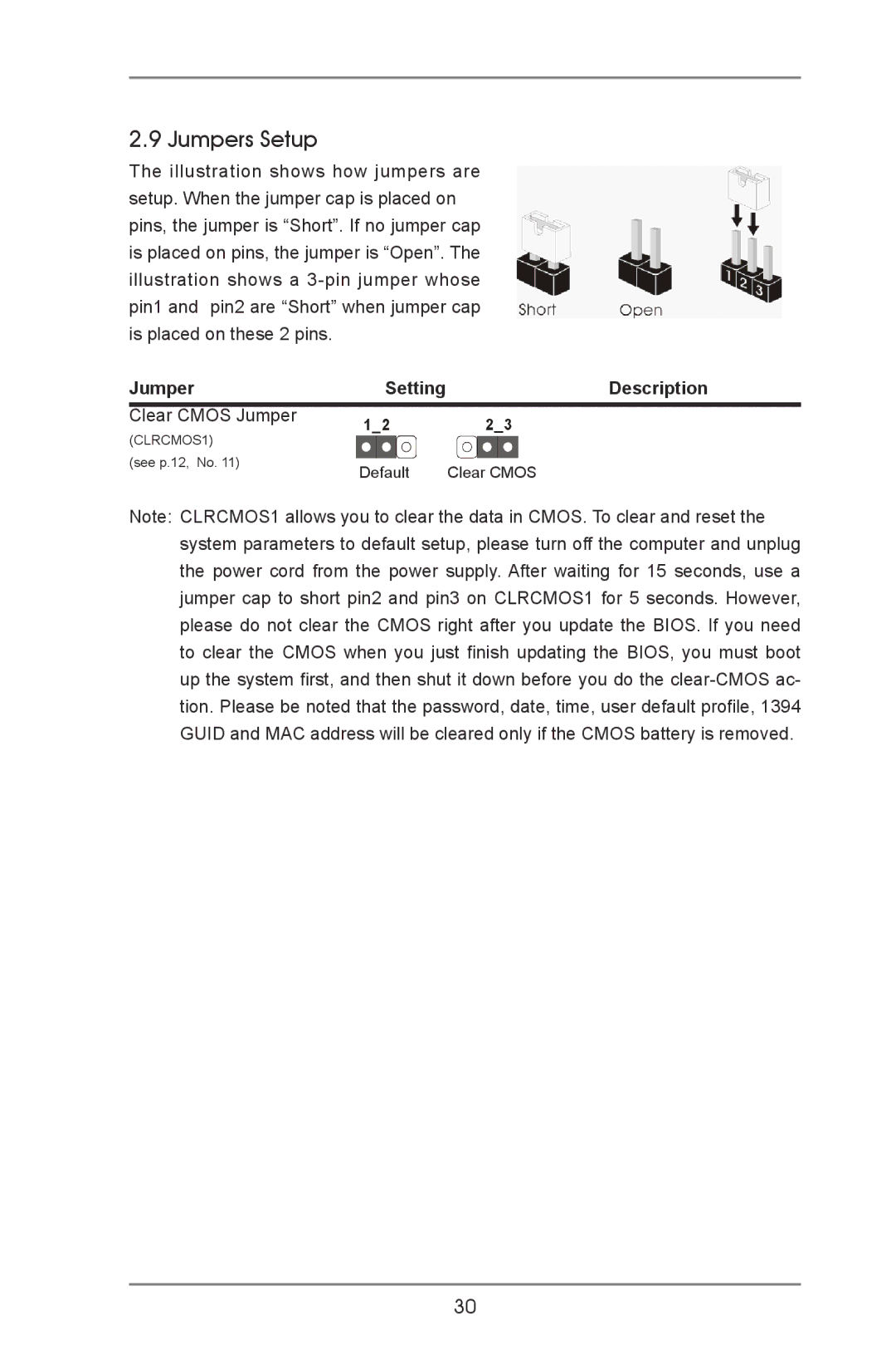 ASRock A75 Pro4-M manual Jumpers Setup, Description 