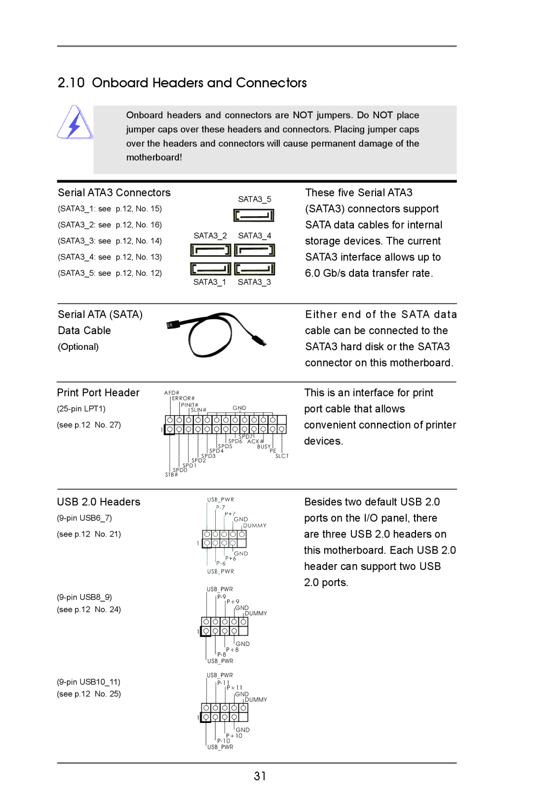 ASRock A75 Pro4-M manual Onboard Headers and Connectors, Serial ATA3 Connectors 