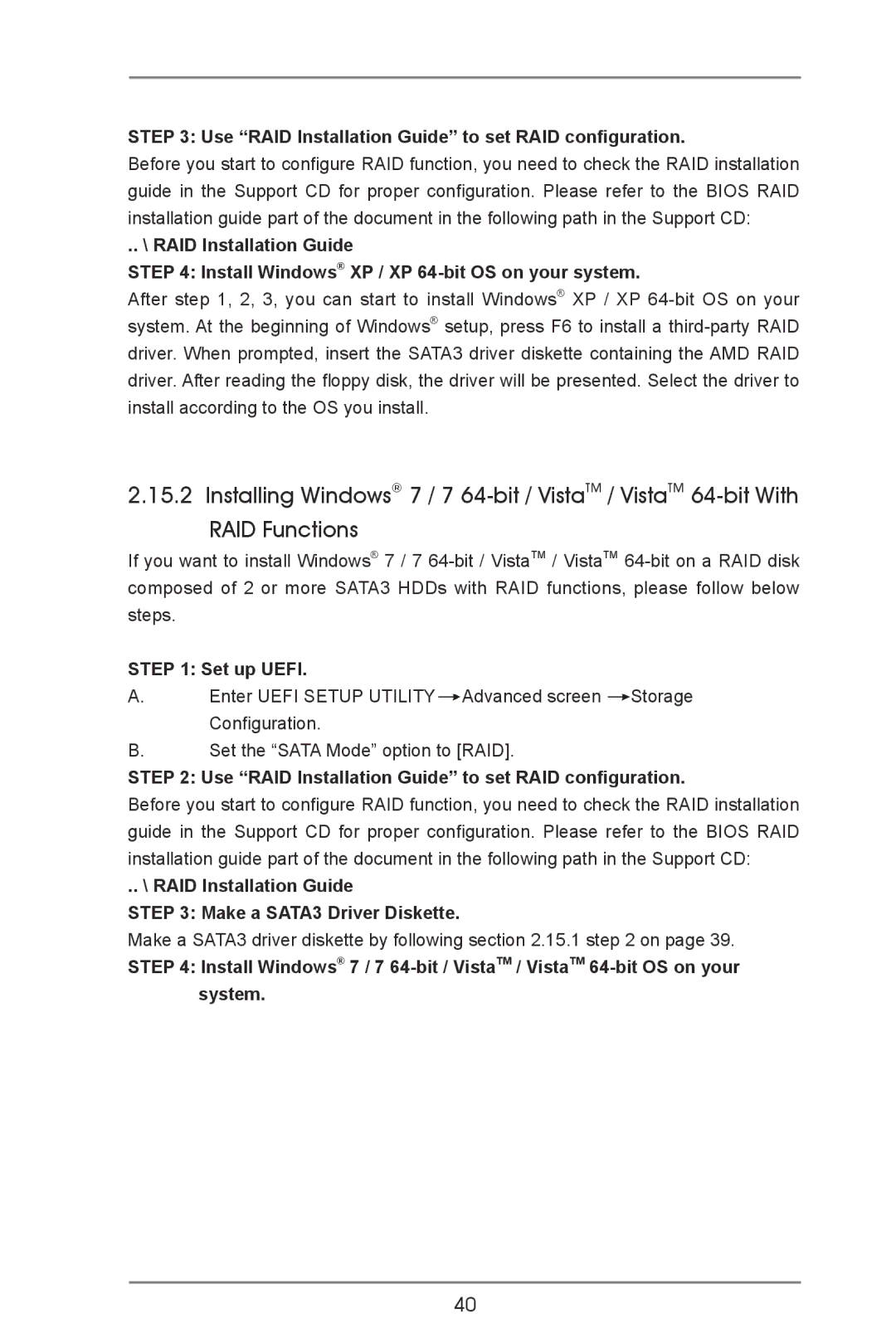 ASRock A75 Pro4-M manual Use RAID Installation Guide to set RAID configuration 