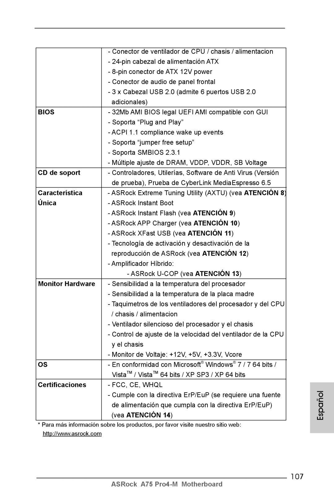 ASRock A75 Pro4-M manual 107 