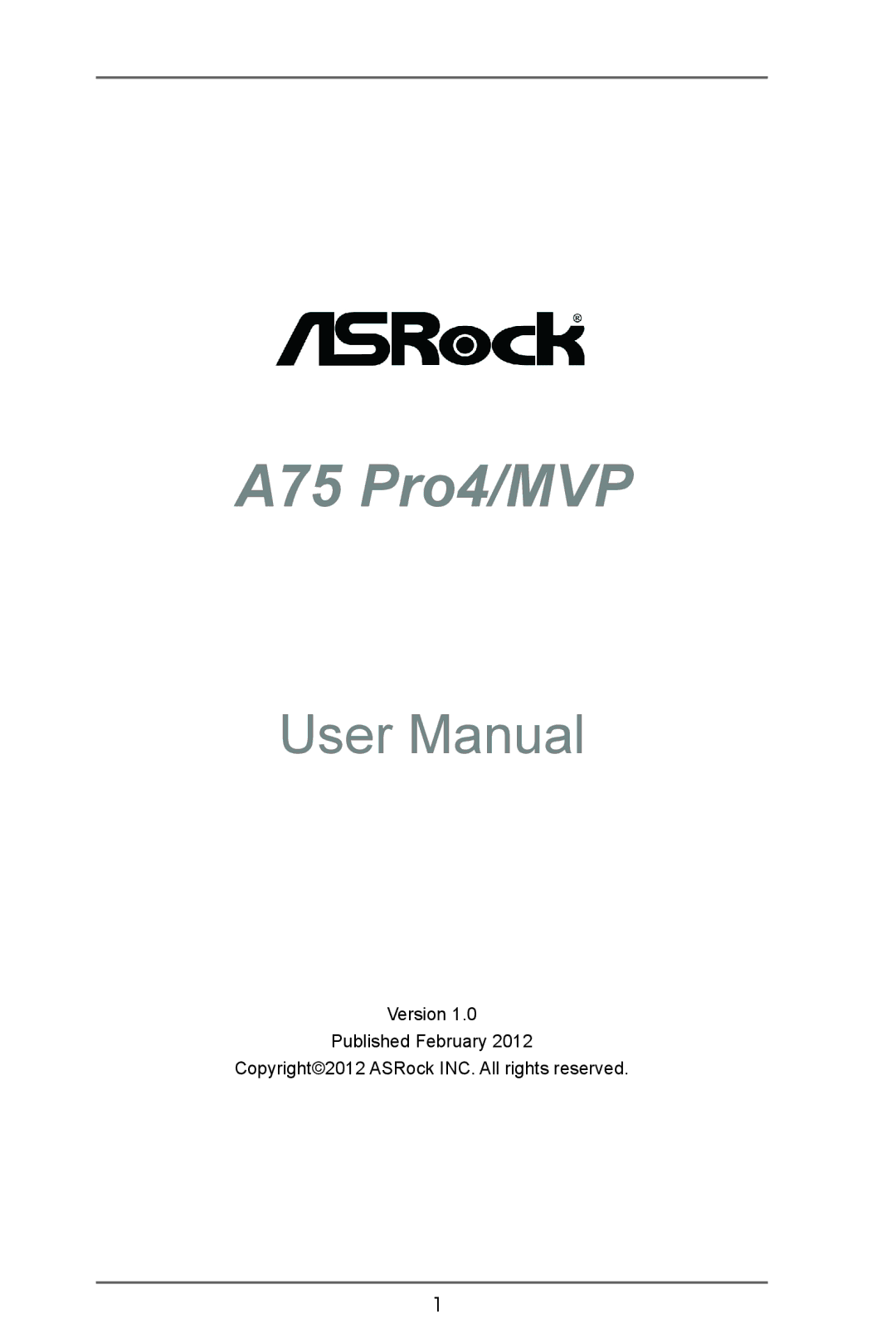 ASRock A75 Pro4/MVP manual 