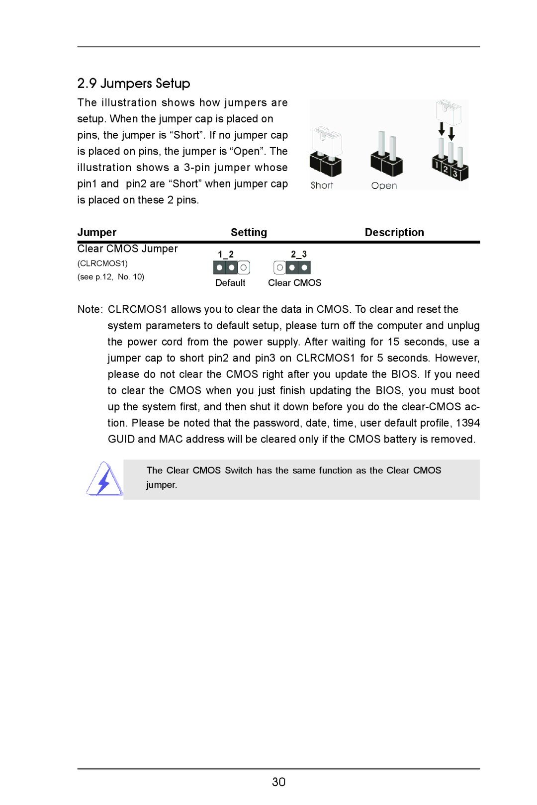 ASRock A75 Pro4/MVP manual Jumpers Setup, Description 