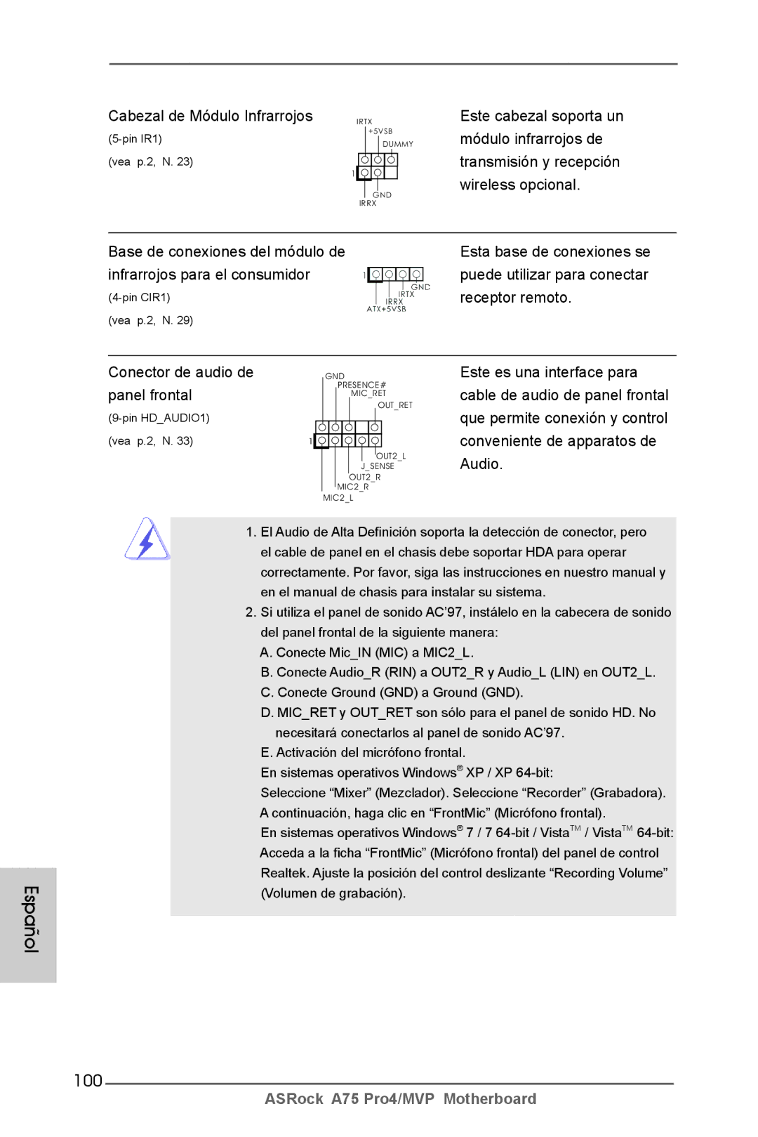 ASRock A75 Pro4/MVP manual 100 