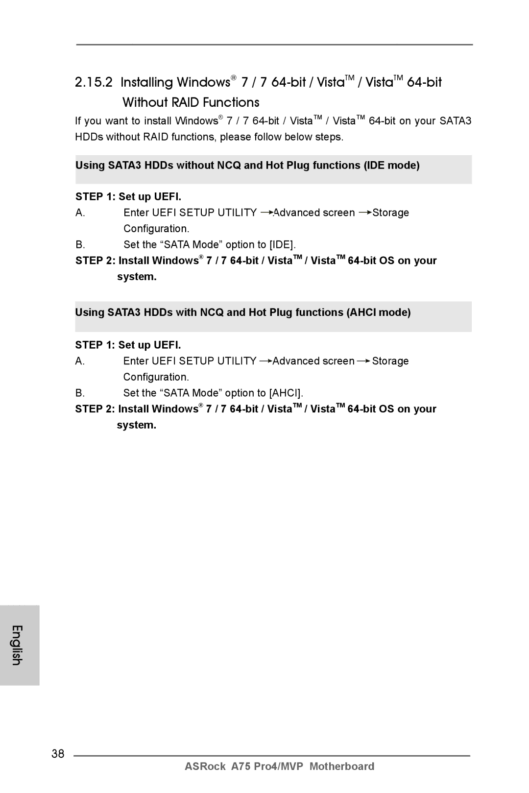 ASRock A75 Pro4/MVP manual English 