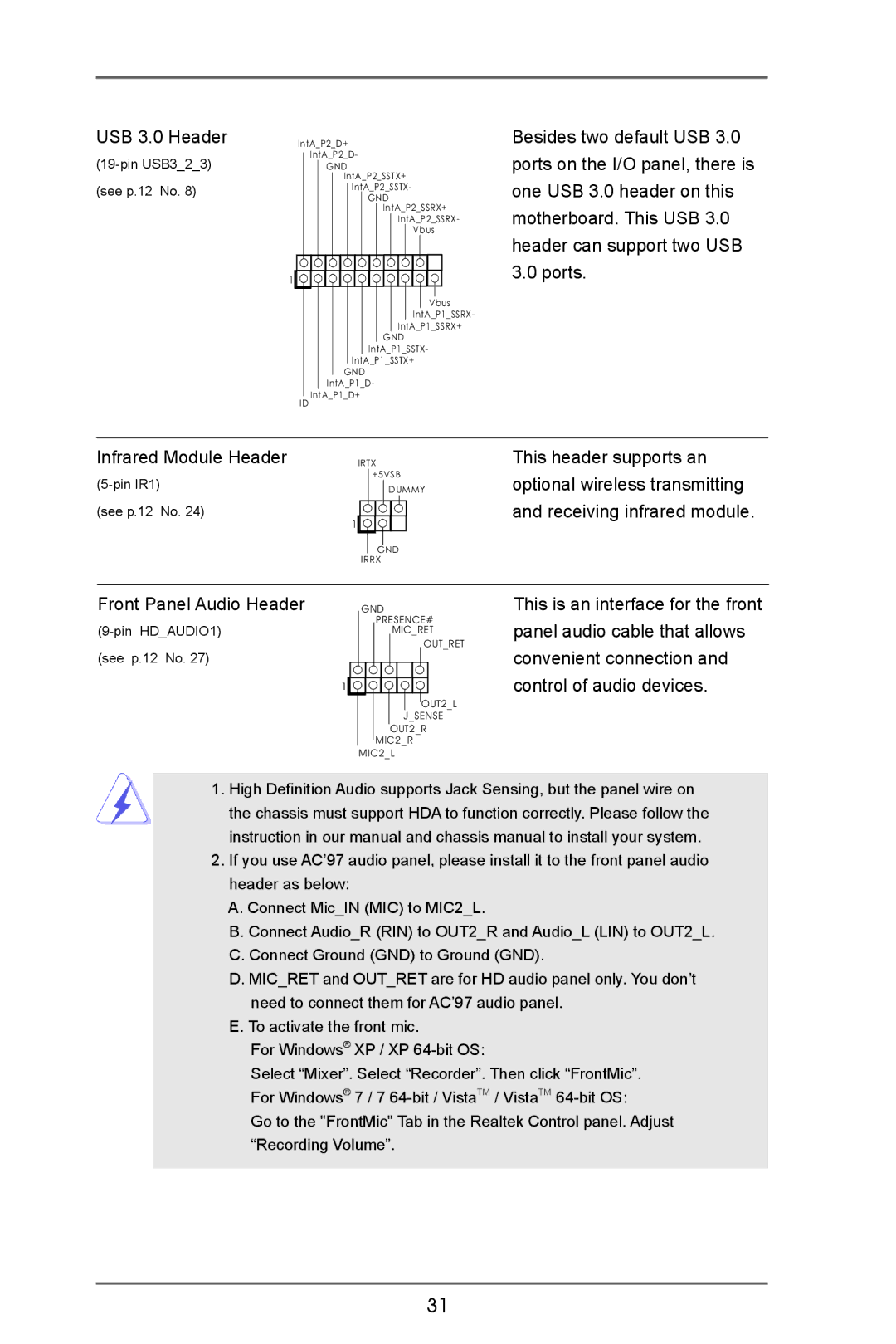 ASRock A75iCafe manual USB 3.0 Header 