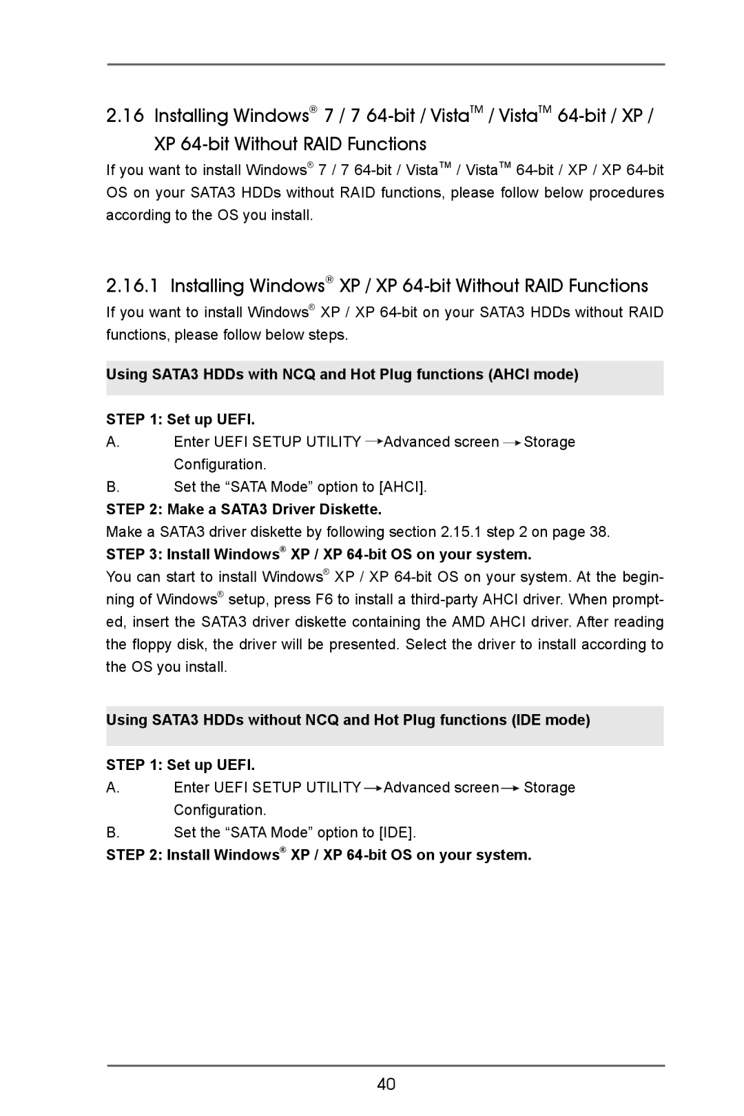 ASRock A75iCafe manual Installing Windows XP / XP 64-bit Without RAID Functions 