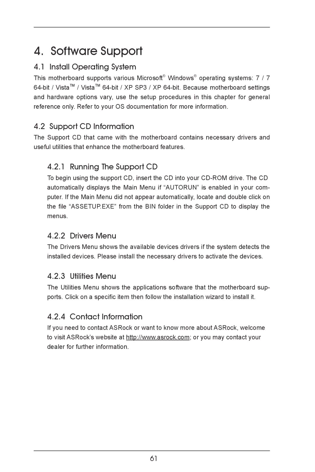 ASRock A75iCafe Install Operating System, Support CD Information, Running The Support CD, Drivers Menu, Utilities Menu 