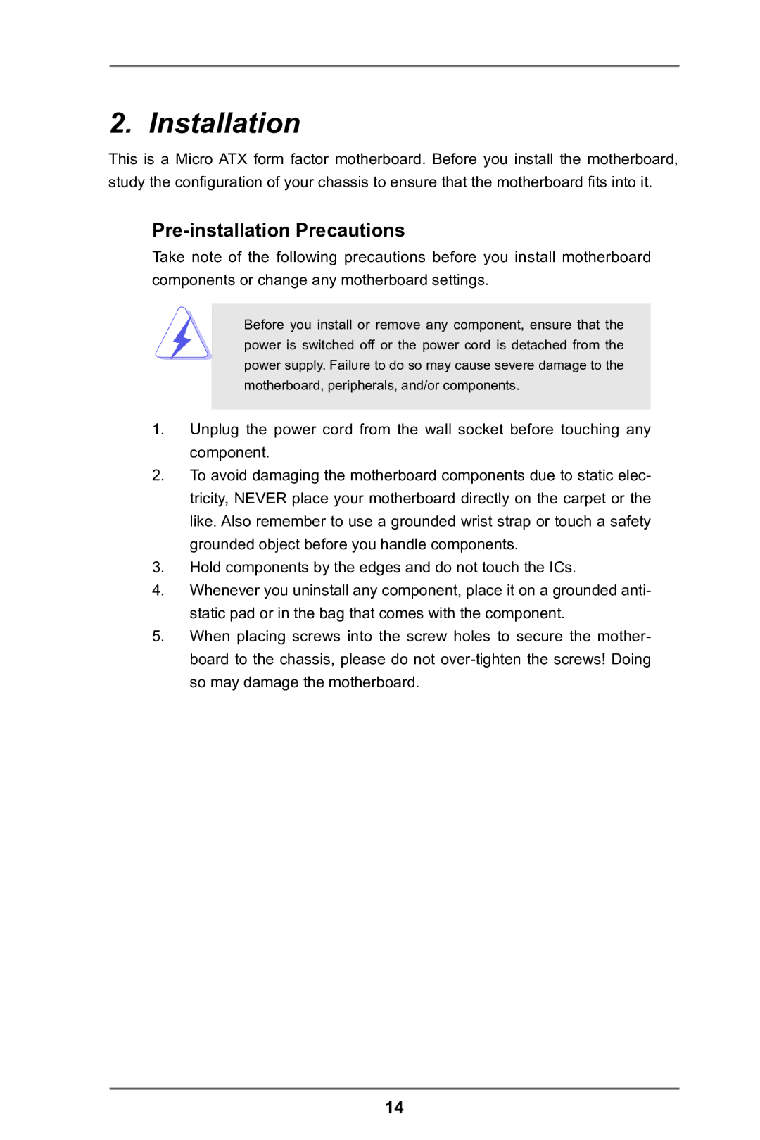 ASRock A75M-DGS manual Installation, Pre-installation Precautions 