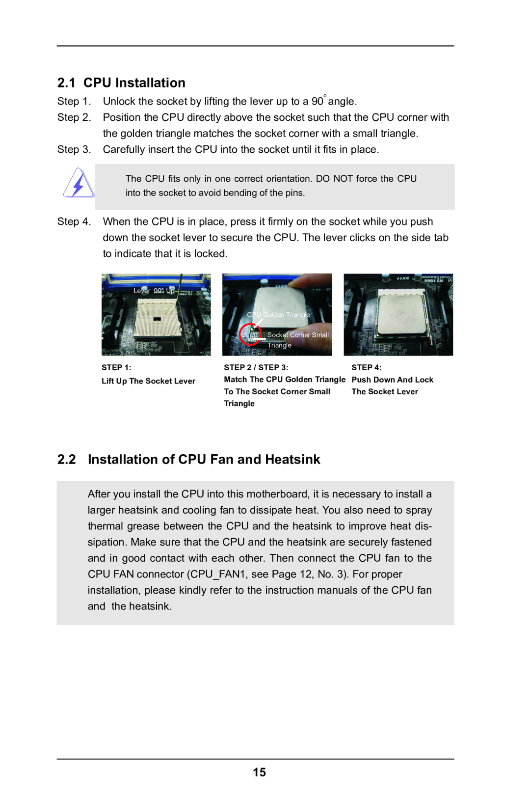 ASRock A75M-DGS manual CPU Installation, Installation of CPU Fan and Heatsink 