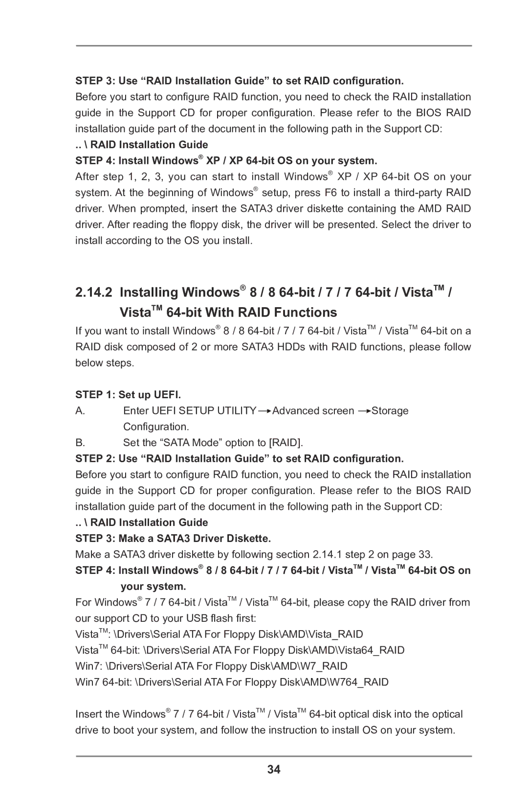 ASRock A75M-DGS manual Use RAID Installation Guide to set RAID configuration 