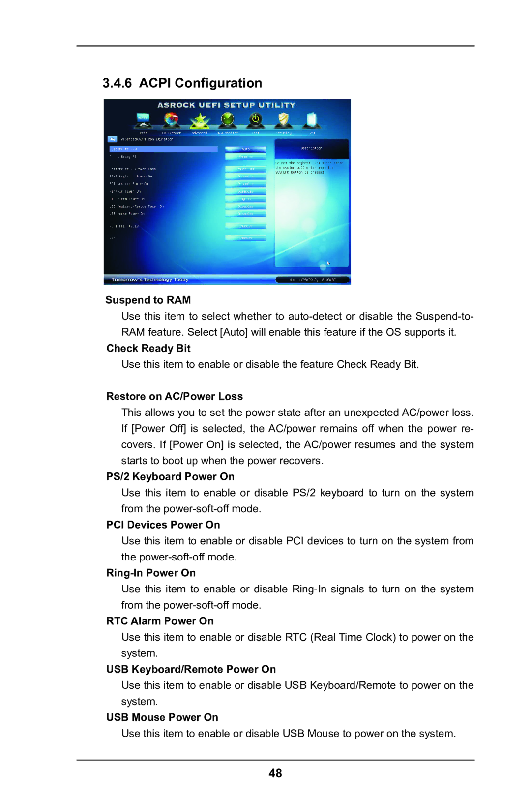 ASRock A75M-DGS manual Acpi Configuration 