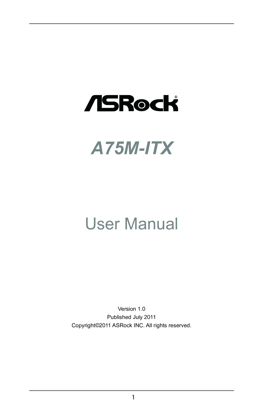 ASRock A75M-ITX manual 