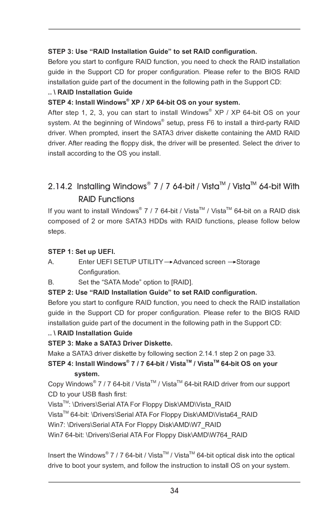 ASRock A75M-ITX manual Use RAID Installation Guide to set RAID configuration 