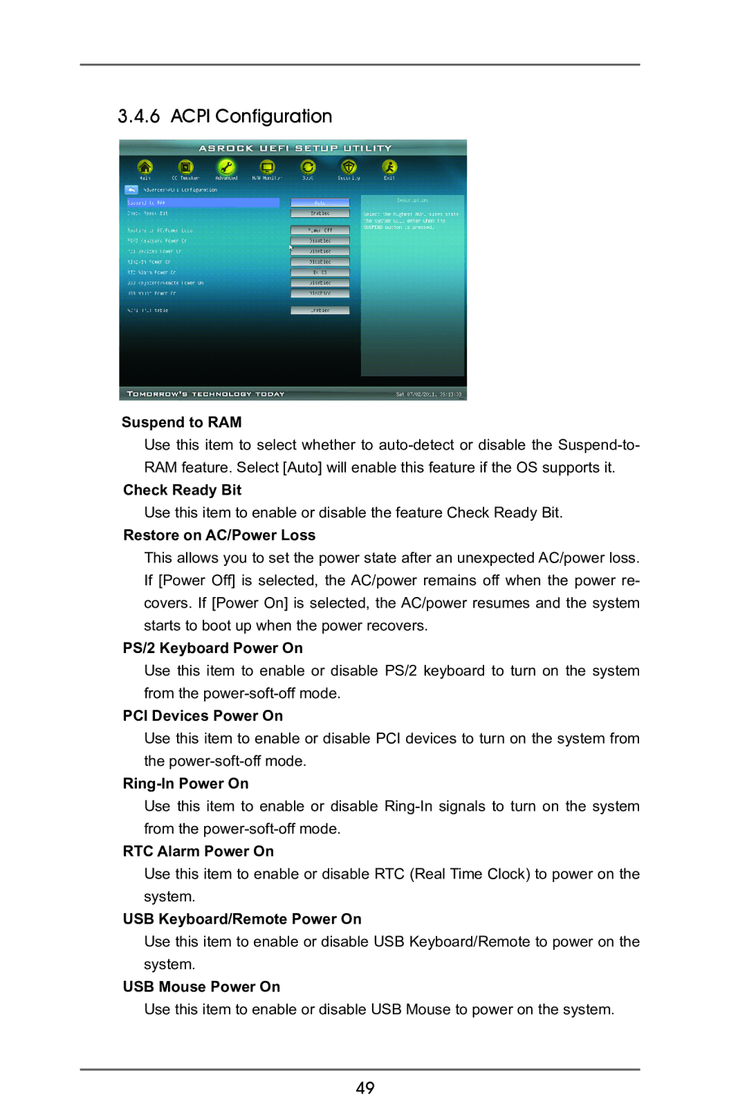 ASRock A75M-ITX manual Acpi Configuration 