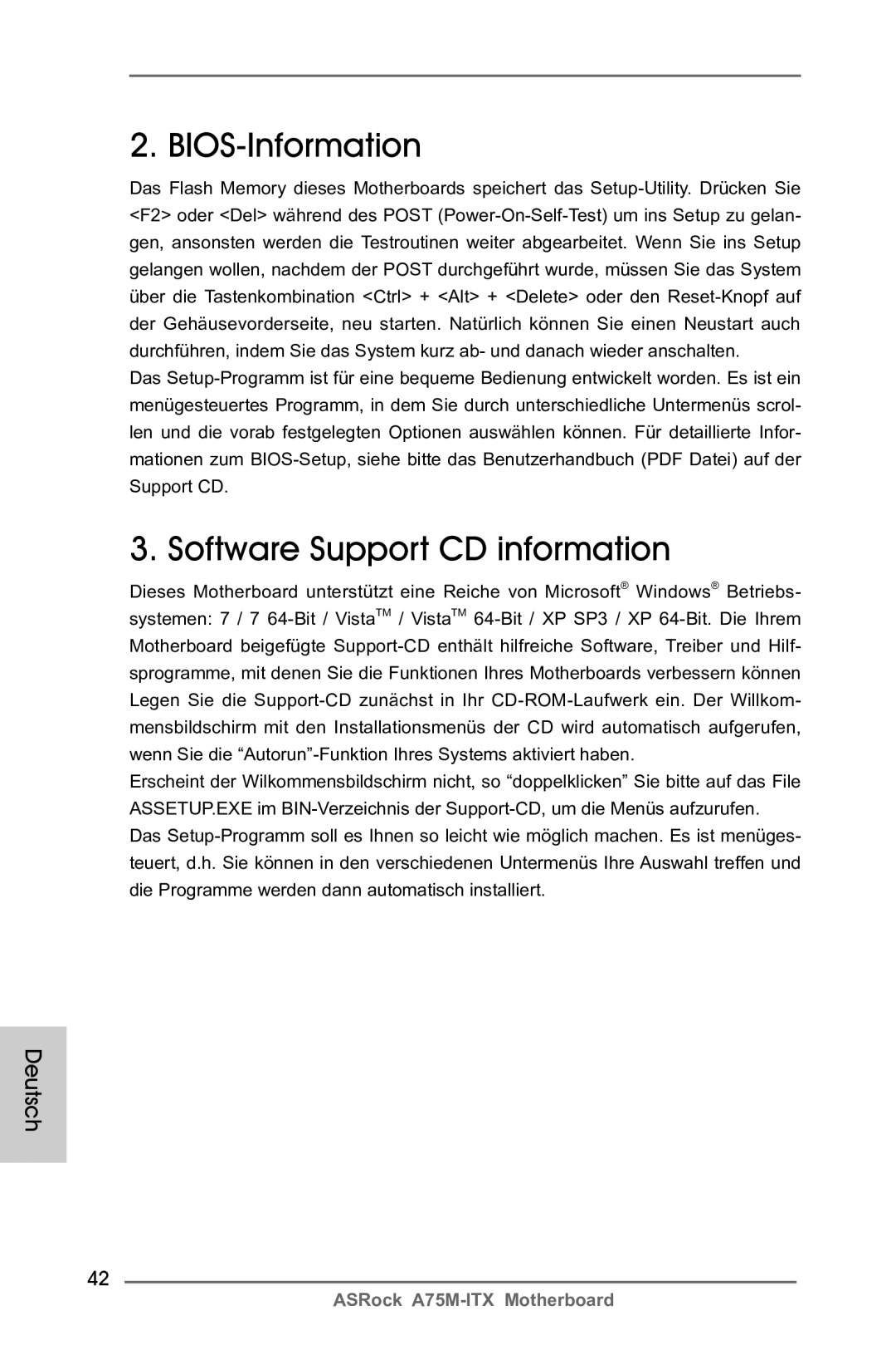 ASRock A75M-ITX manual BIOS-Information, Software Support CD information 