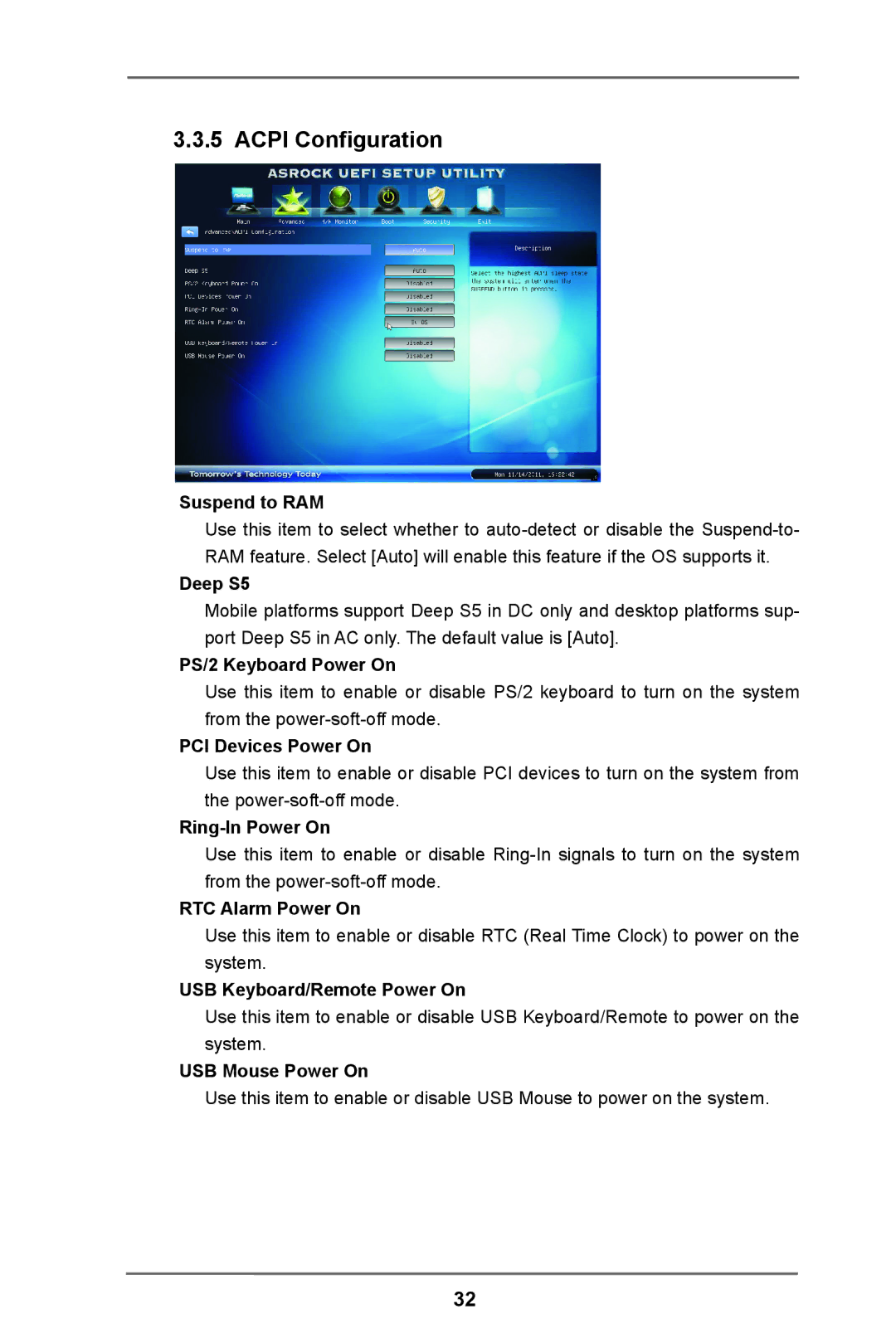 ASRock AD2550-ITX manual Acpi Configuration 