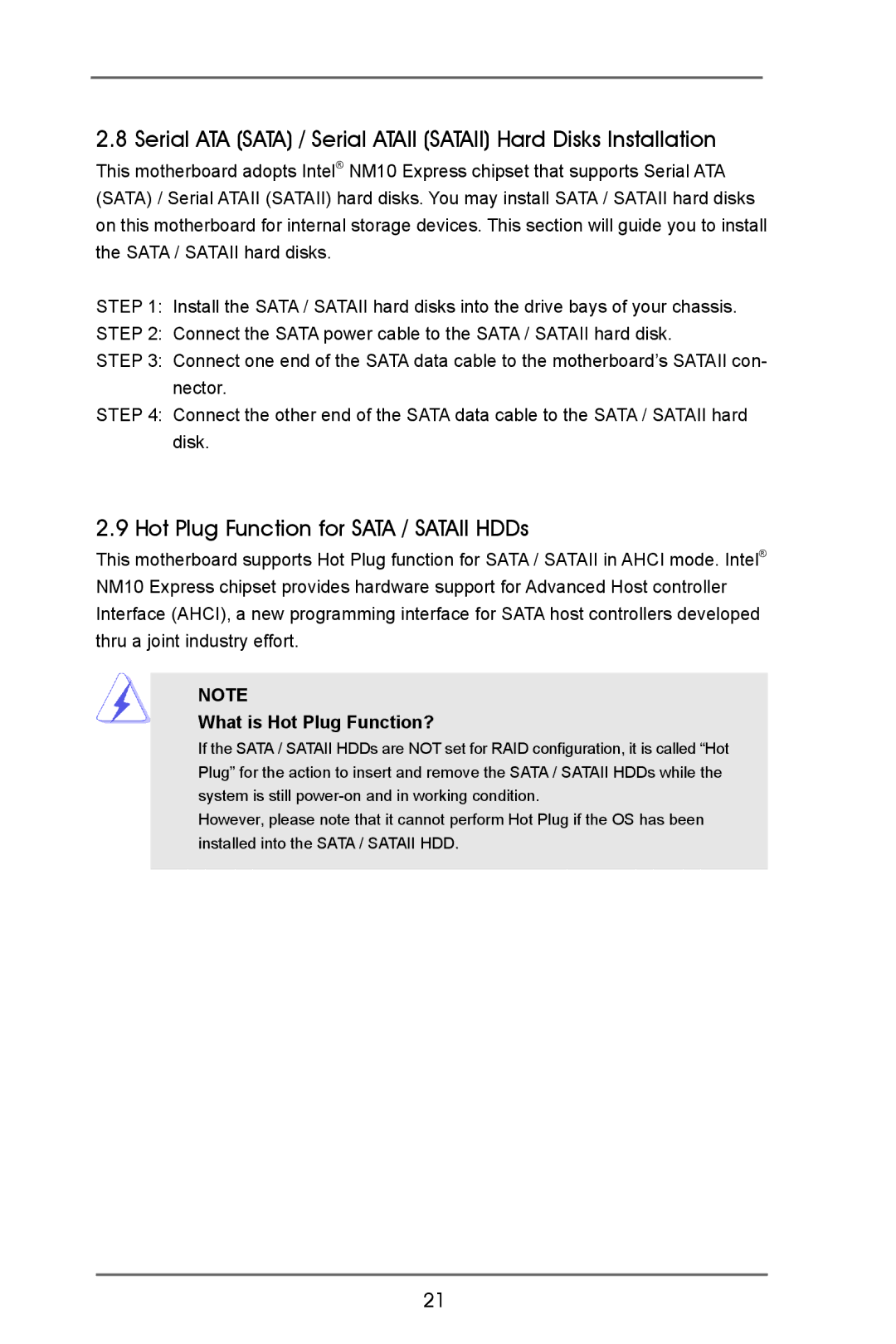 ASRock AD2550B-ITX manual Hot Plug Function for Sata / Sataii HDDs, What is Hot Plug Function? 