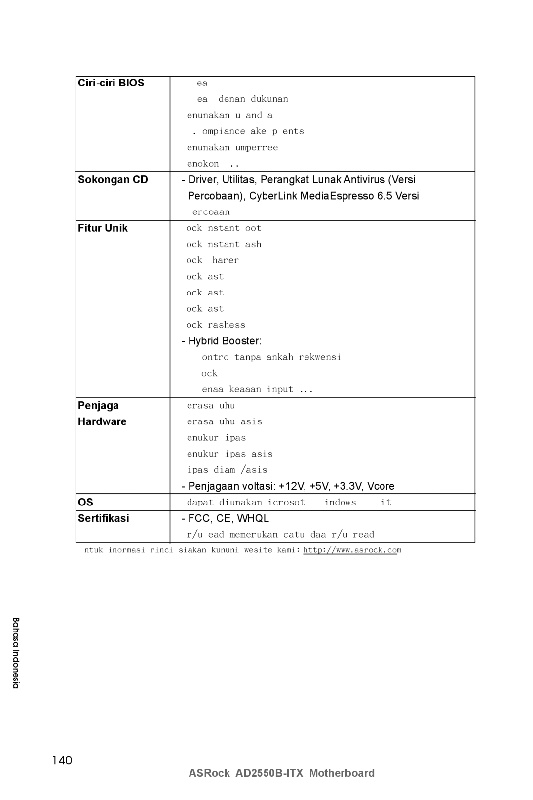 ASRock AD2550B-ITX manual 140 