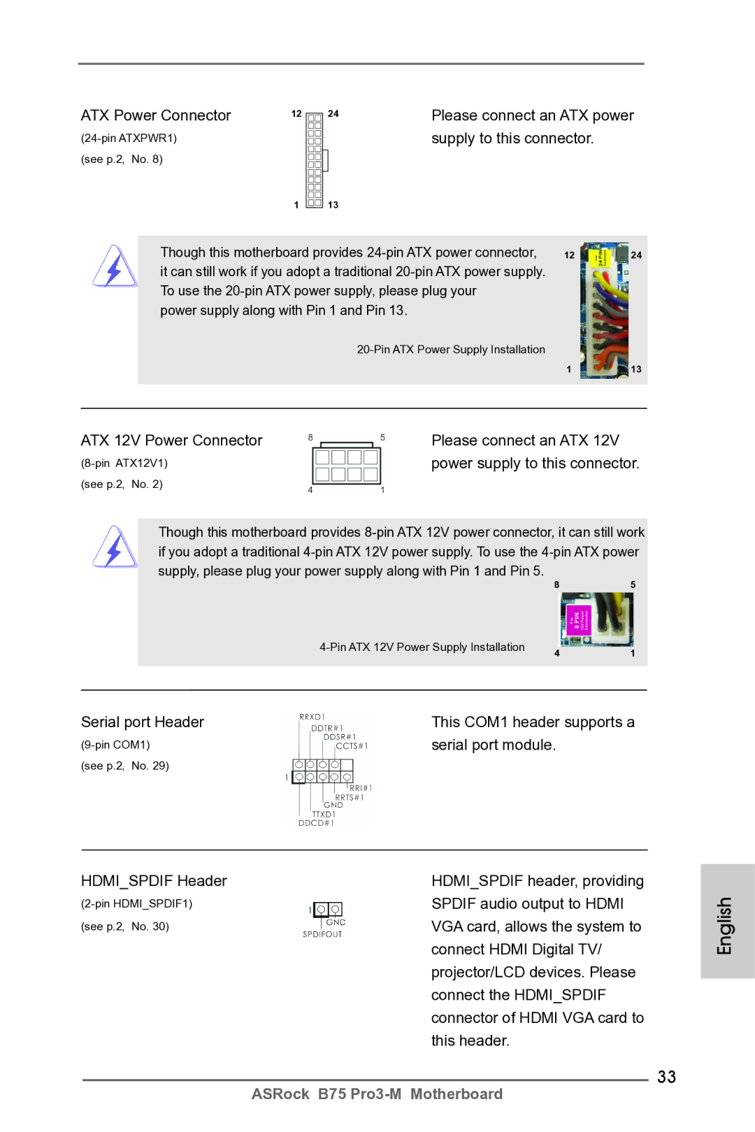 ASRock B75 Pro3-M manual ATX Power Connector 