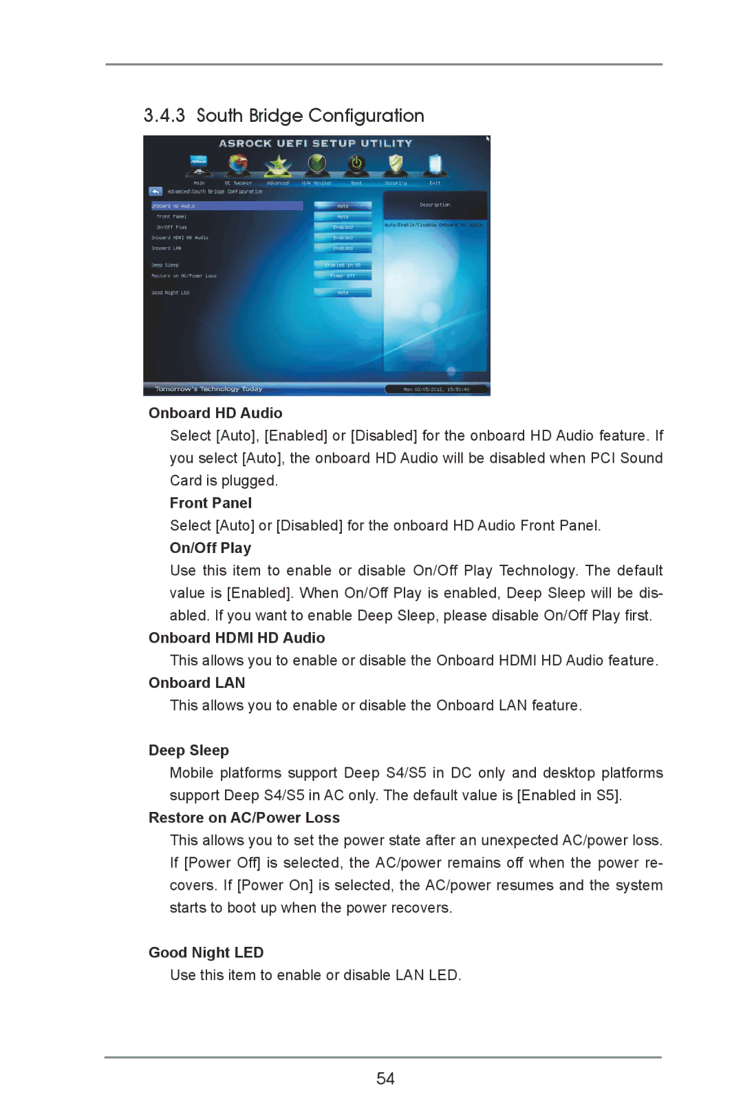 ASRock B75 Pro3 manual South Bridge Configuration 