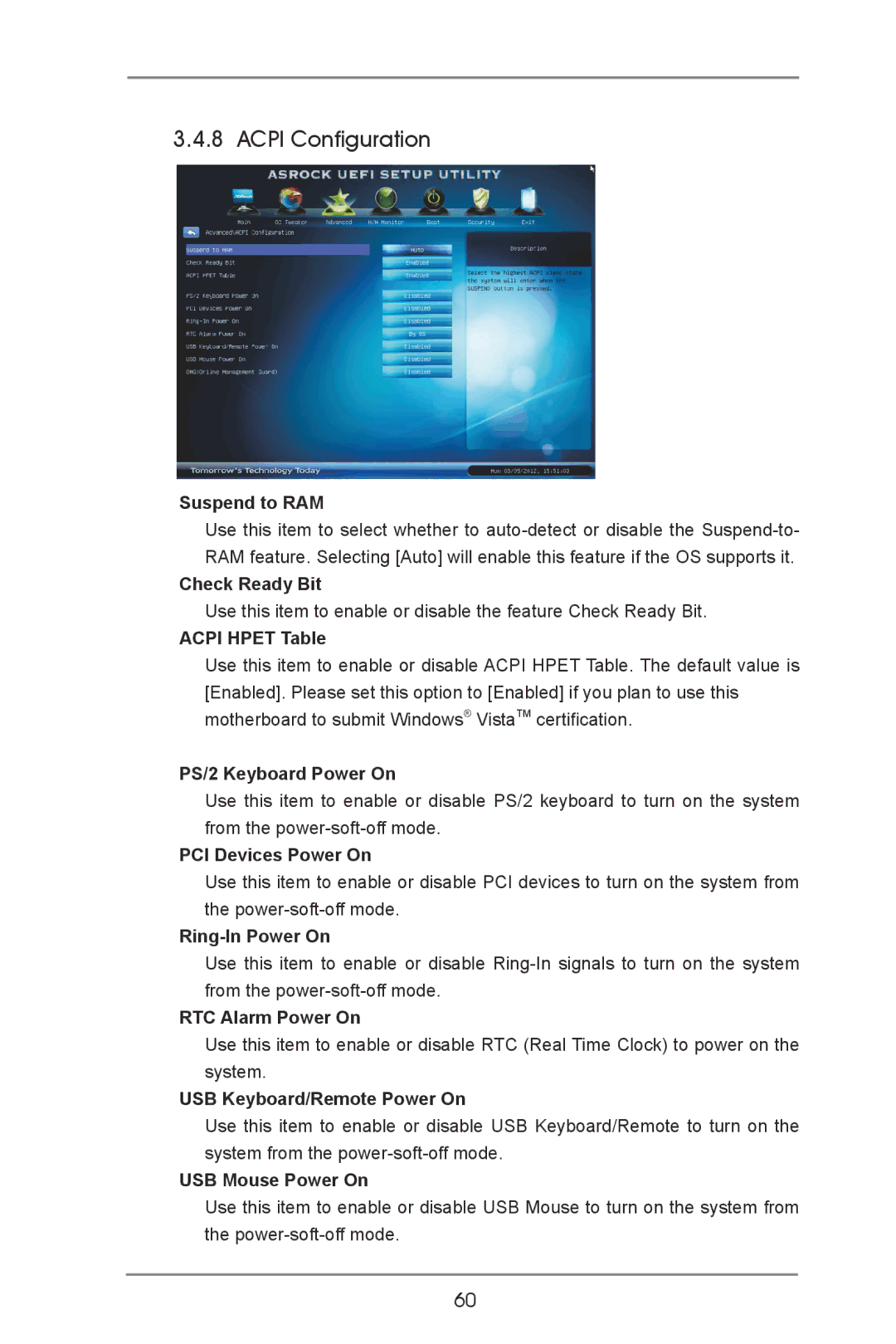 ASRock B75 Pro3 manual Acpi Configuration 