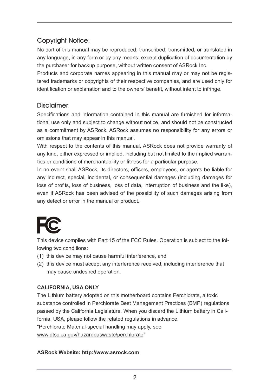 ASRock B75M-GL R2.0 manual Copyright Notice, Disclaimer 