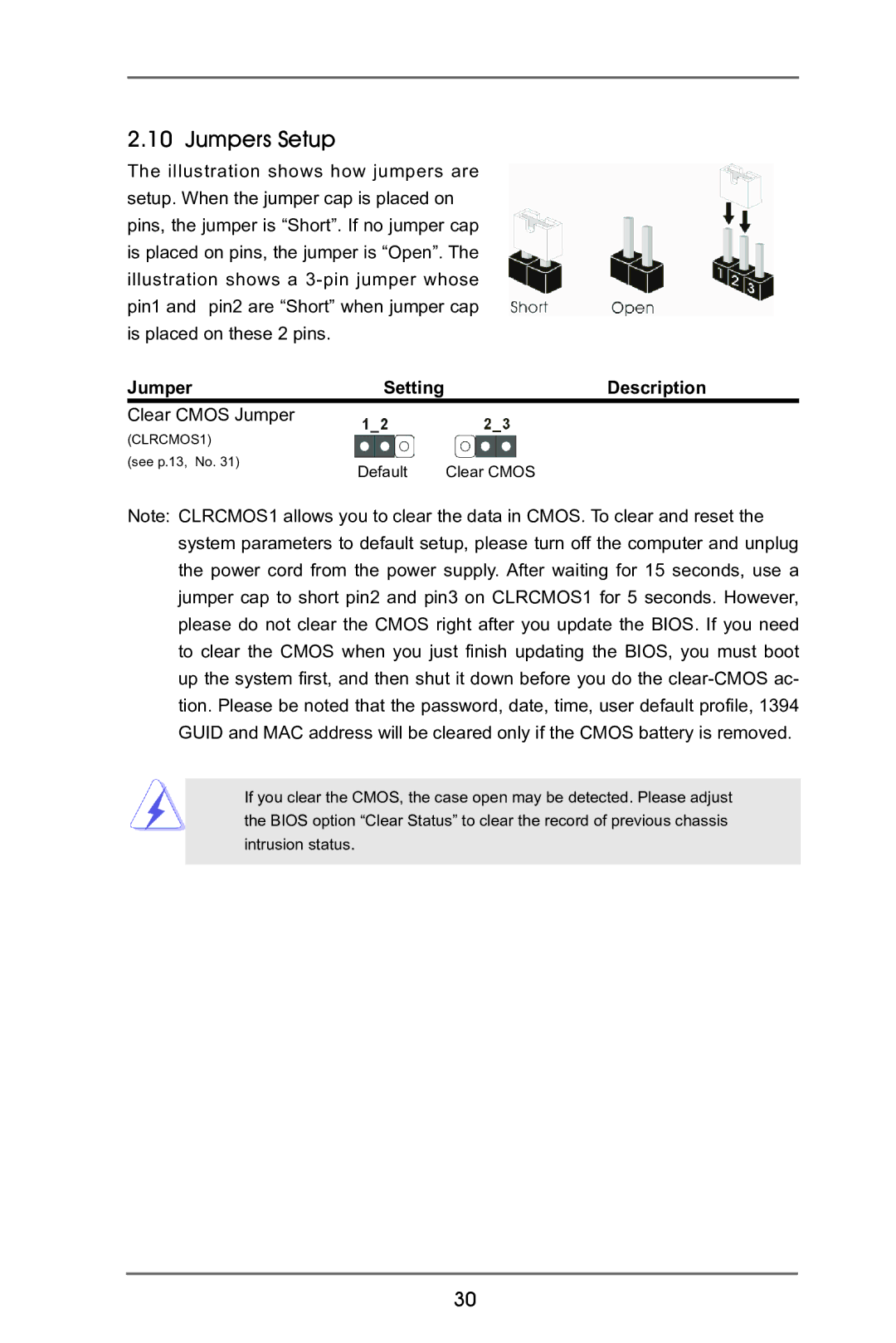 ASRock B75M-GL R2.0 manual Jumpers Setup, Description 