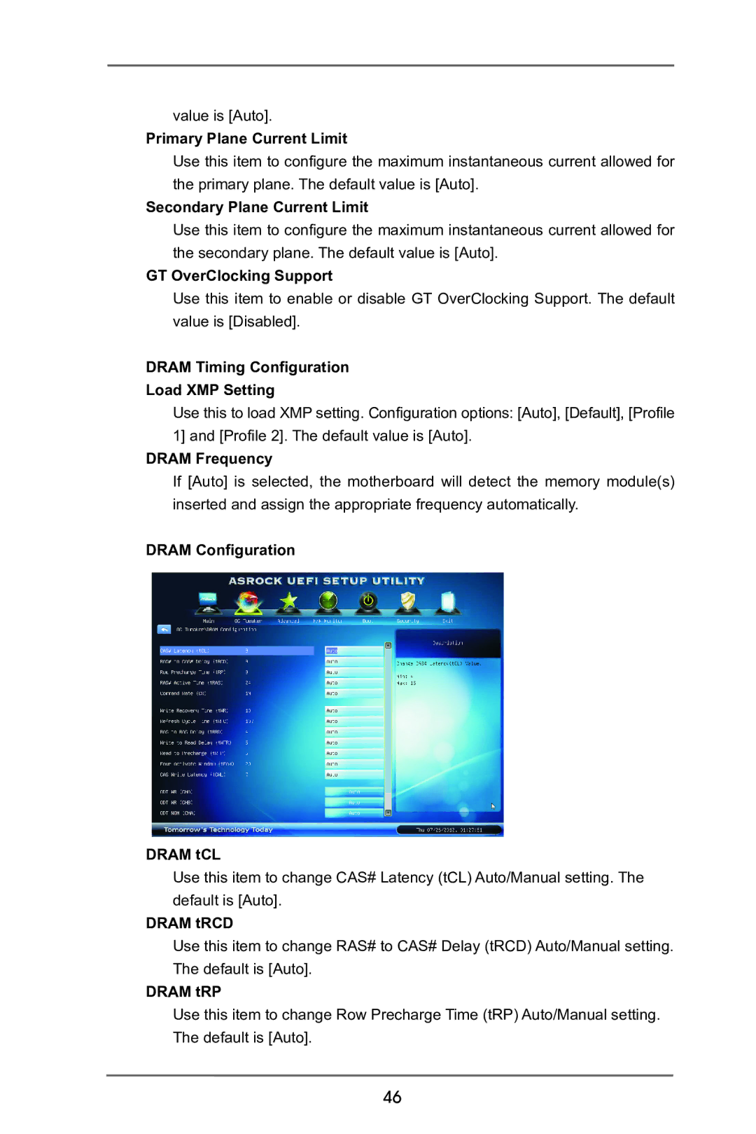 ASRock B75M-GL R2.0 Primary Plane Current Limit, Secondary Plane Current Limit, GT OverClocking Support, Dram Frequency 