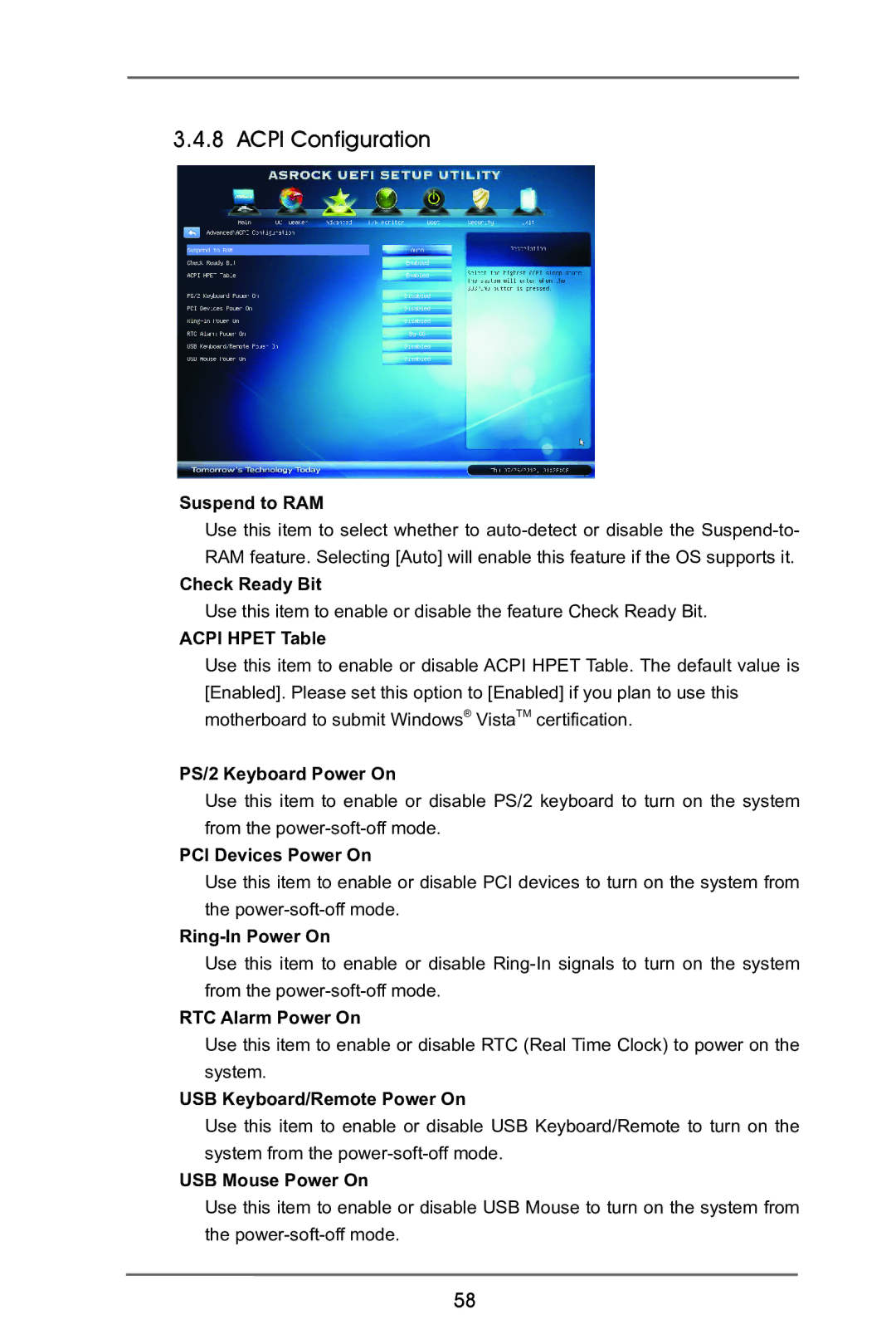 ASRock B75M-GL R2.0 manual Acpi Configuration 