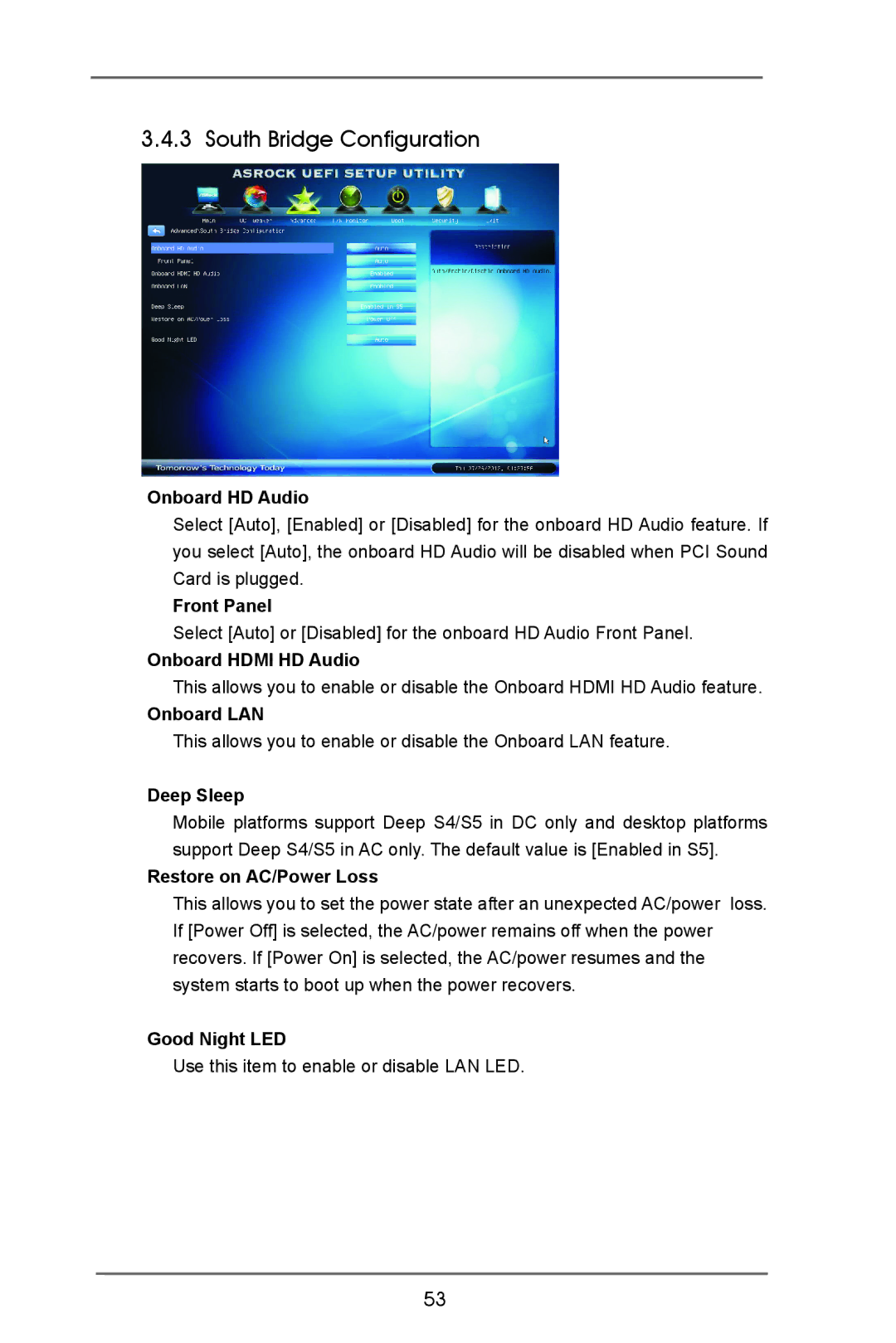 ASRock B75M R2.0 manual South Bridge Configuration 