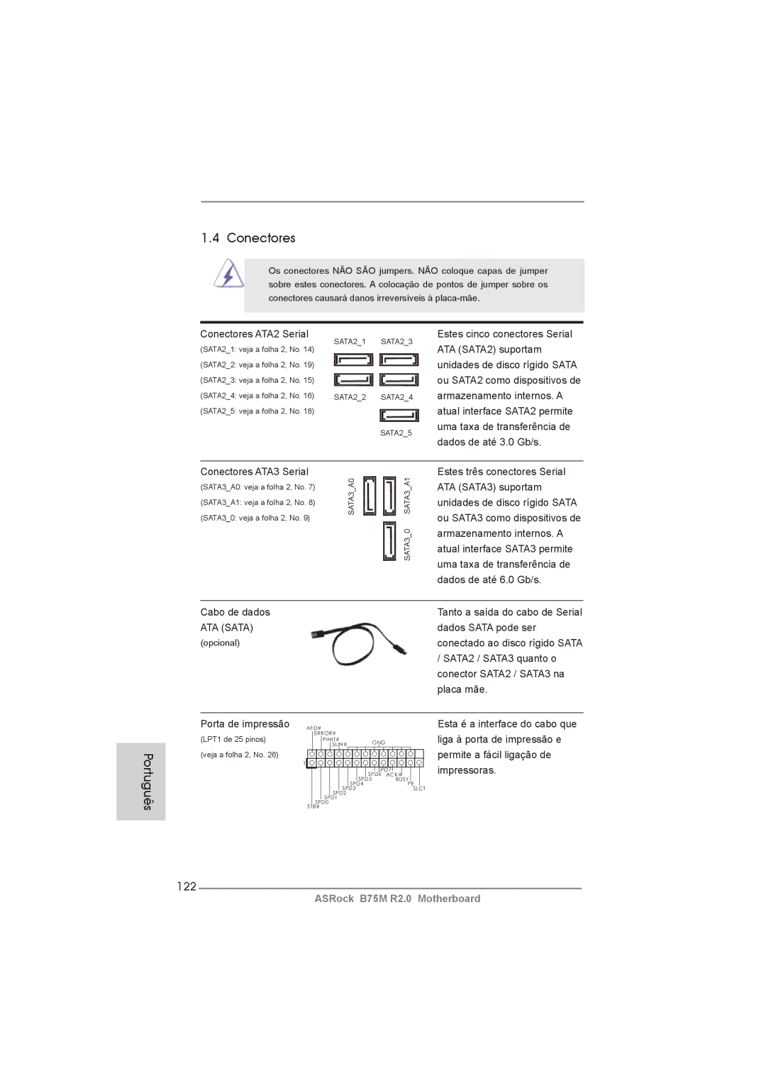 ASRock B75M R2.0 manual Conectores, 122 