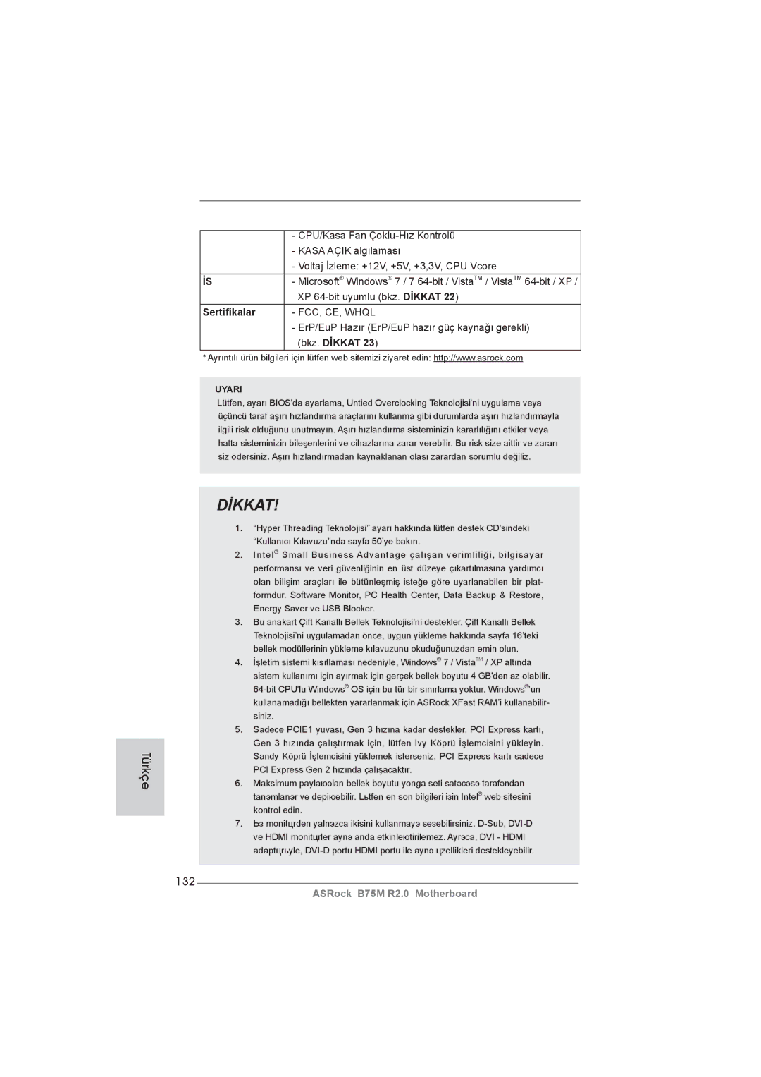 ASRock B75M R2.0 manual 132, Sertiﬁkalar 