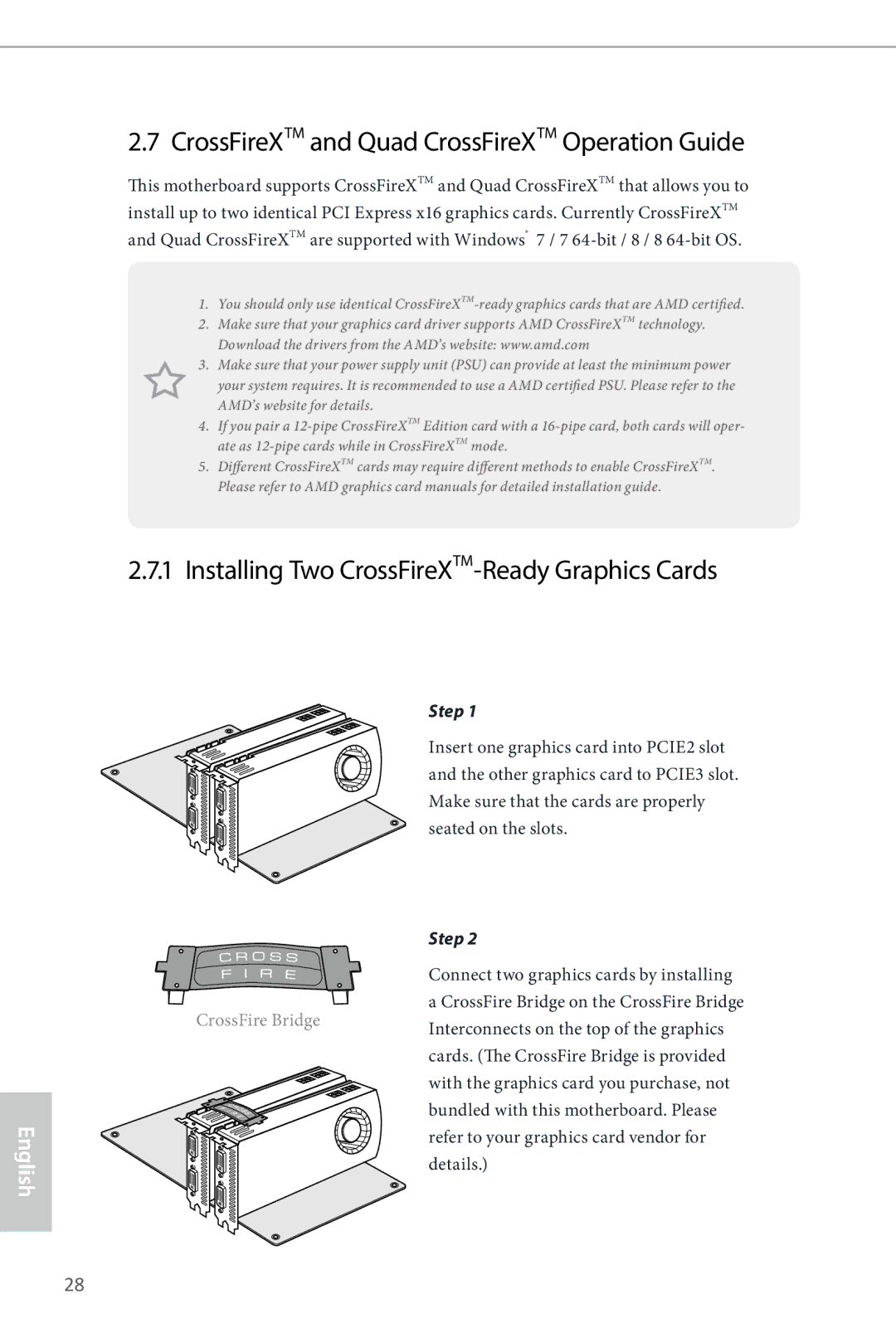 ASRock B85 Pro4 manual CrossFireXTM and Quad CrossFireXTM Operation Guide, Installing Two CrossFireXTM-Ready Graphics Cards 