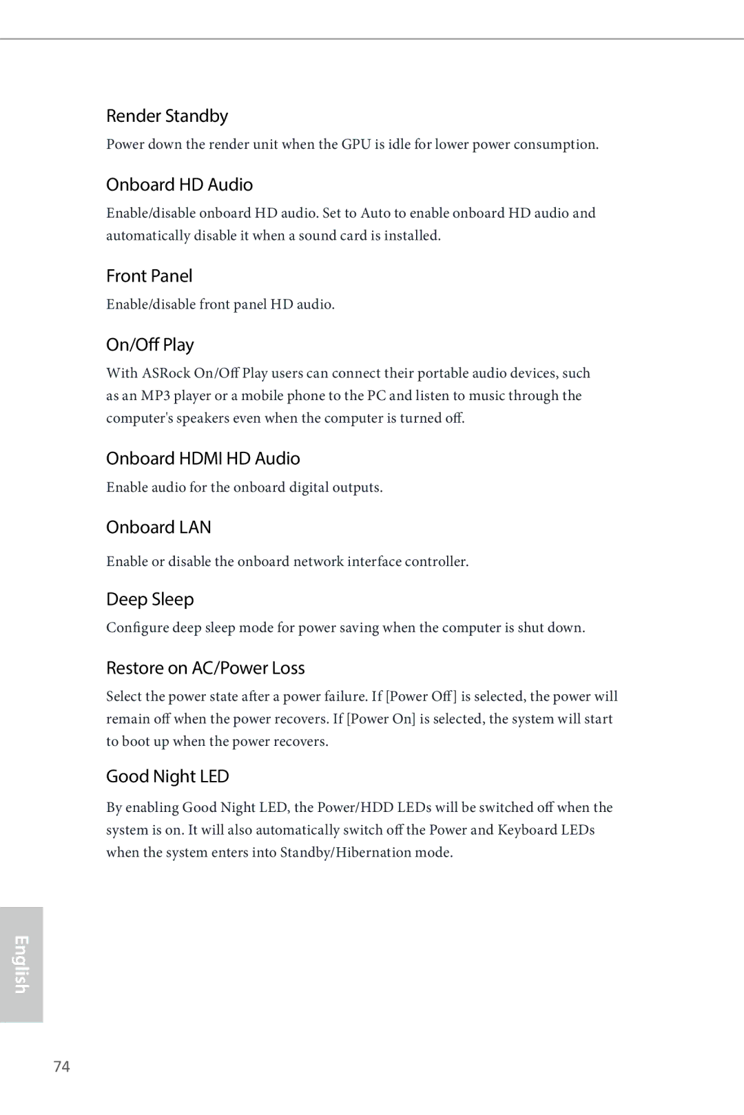 ASRock B85 Pro4 Render Standby, Onboard HD Audio, Front Panel, On/Off Play, Onboard Hdmi HD Audio, Onboard LAN, Deep Sleep 