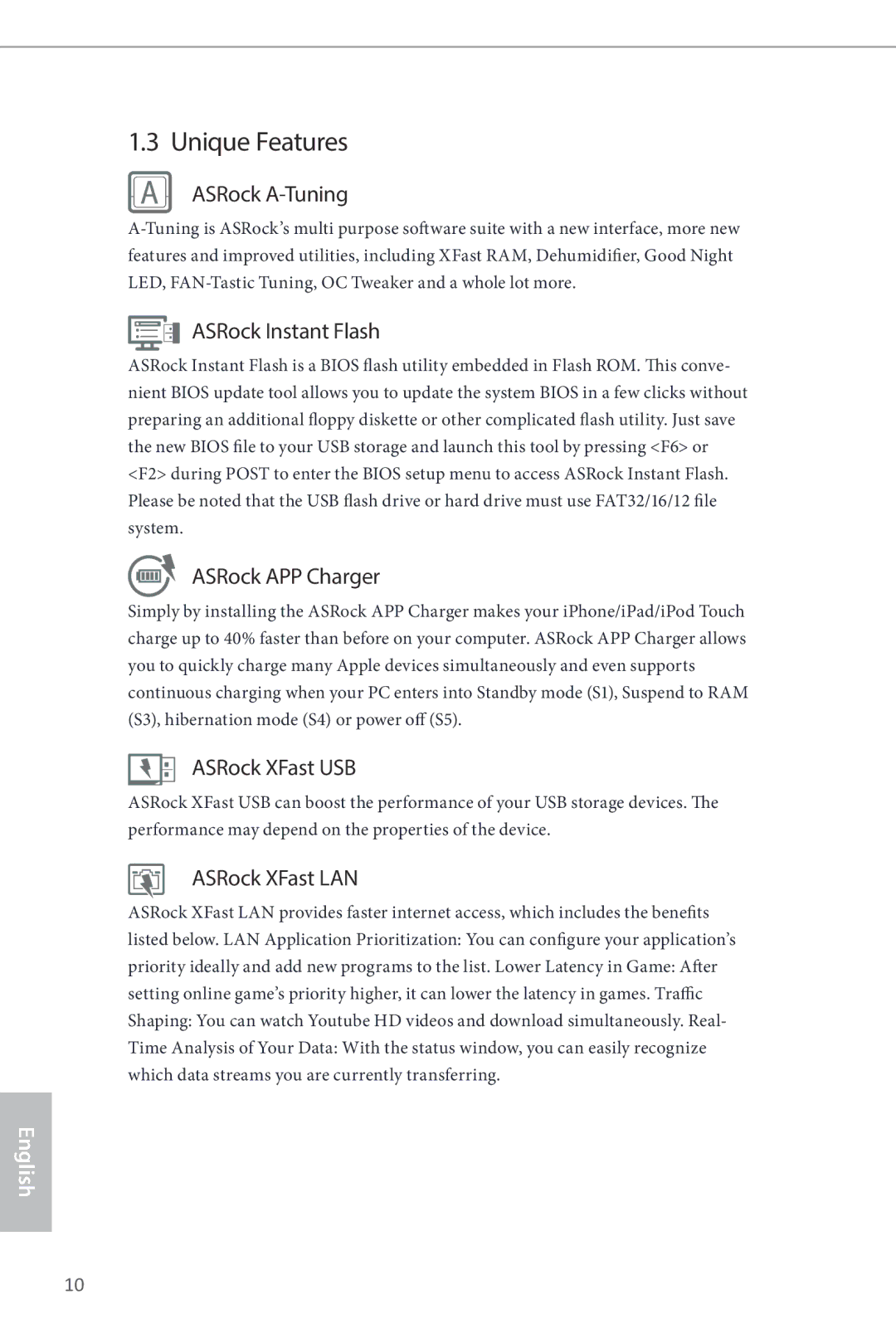 ASRock B85M-ITX manual Unique Features, ASRock A-Tuning 