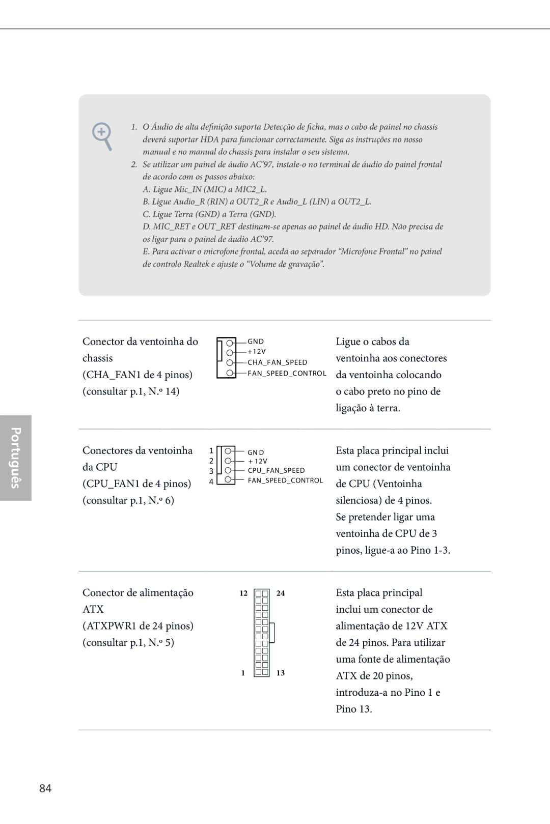 ASRock B85M-ITX manual Conector da ventoinha do chassis, ATXPWR1 de 24 pinos Consultar p.1, N.º 