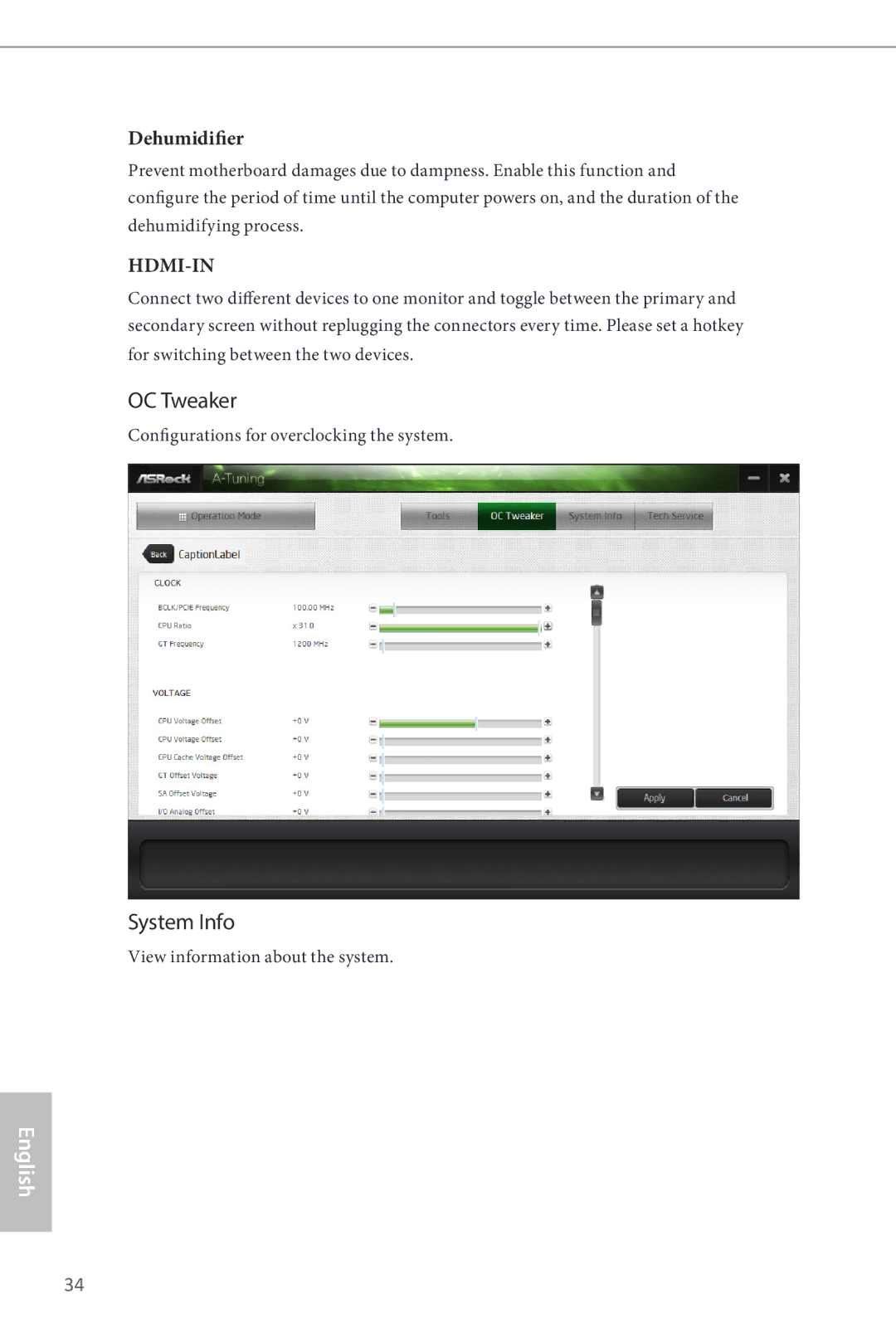 ASRock B85M manual OC Tweaker, System Info 