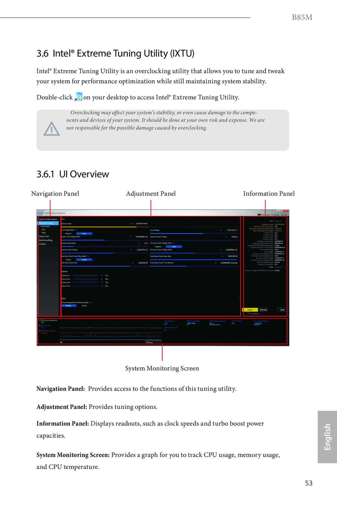 ASRock B85M manual Intel Extreme Tuning Utility Ixtu, UI Overview 