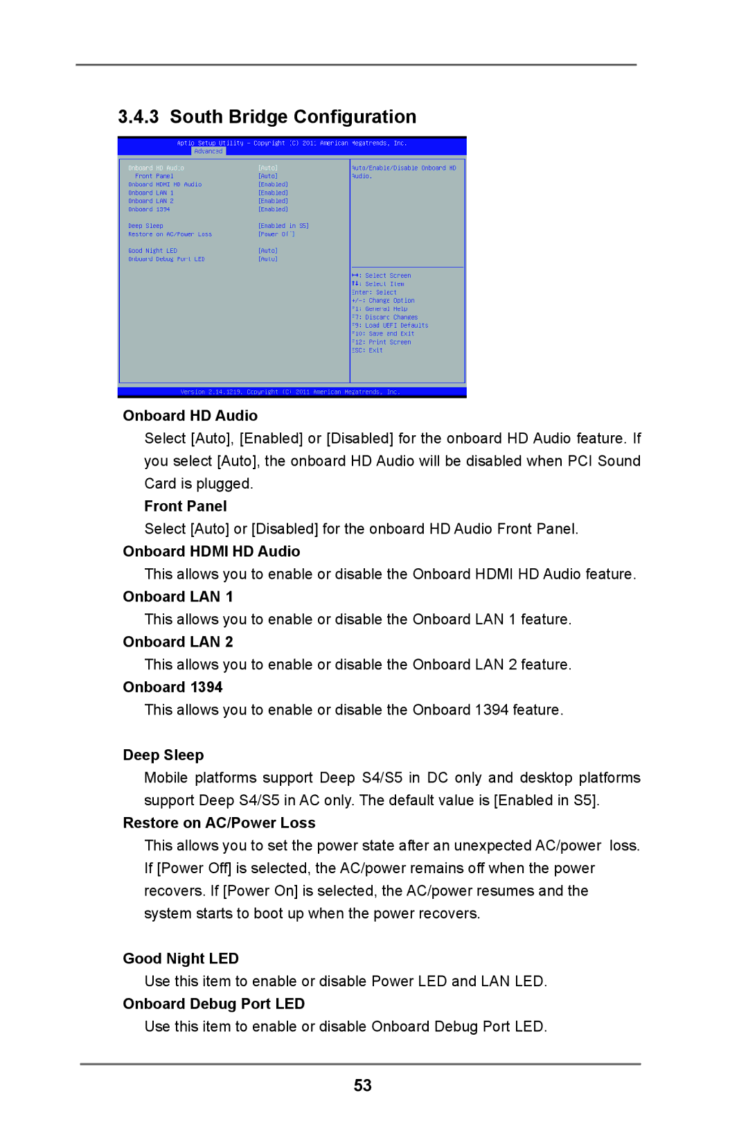 ASRock C216 WS manual South Bridge Configuration 