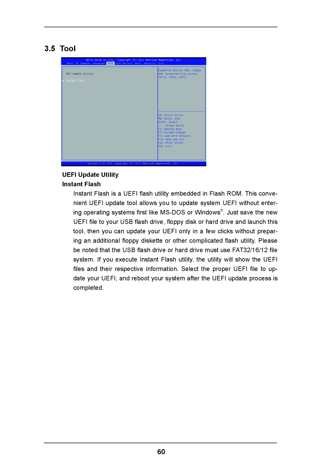 ASRock C216 WS manual Tool, Uefi Update Utility Instant Flash 