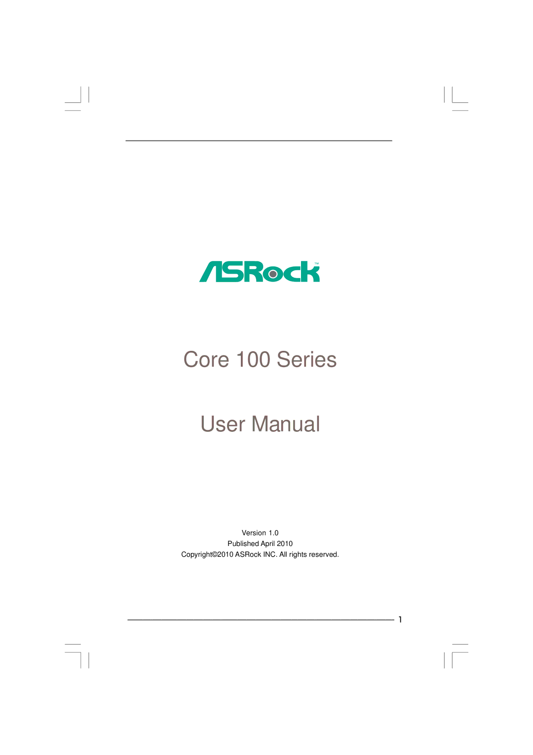 ASRock Core 100HT-BD manual Core 100 Series 