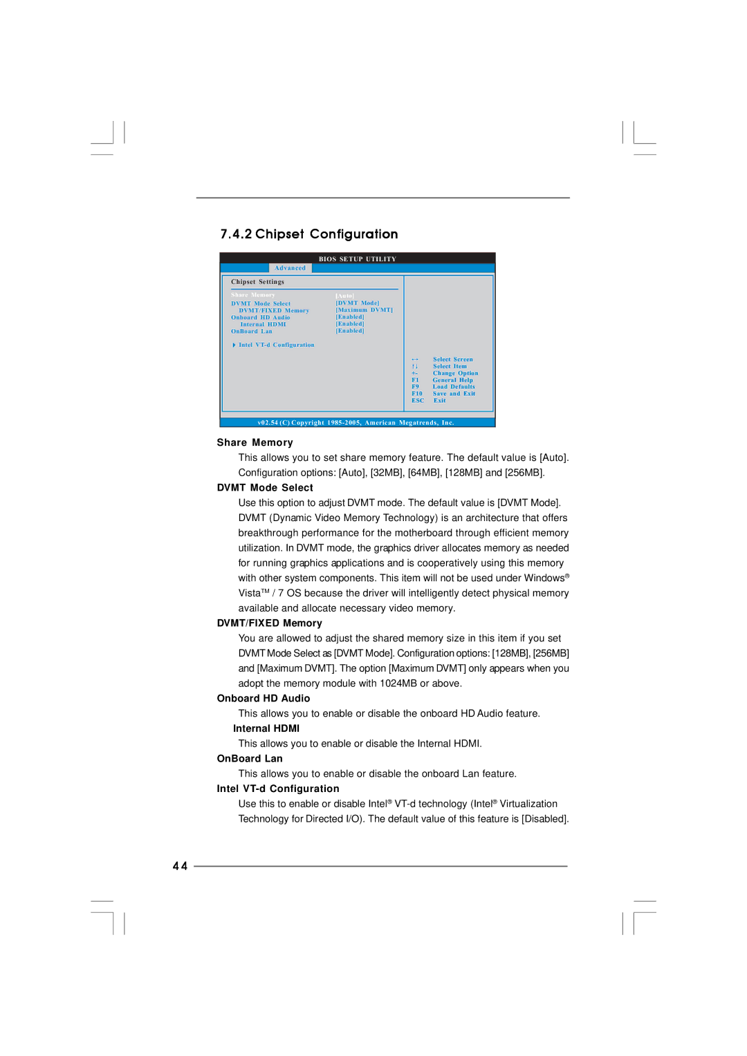 ASRock Core 100HT-BD manual Chipset Configuration 