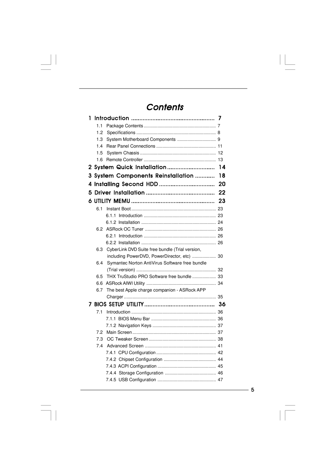 ASRock Core 100HT-BD manual Contents 