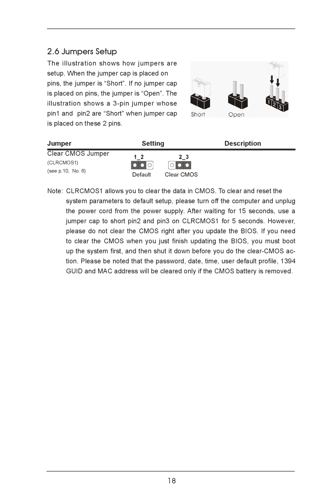 ASRock E350M1 manual Jumpers Setup, Description 