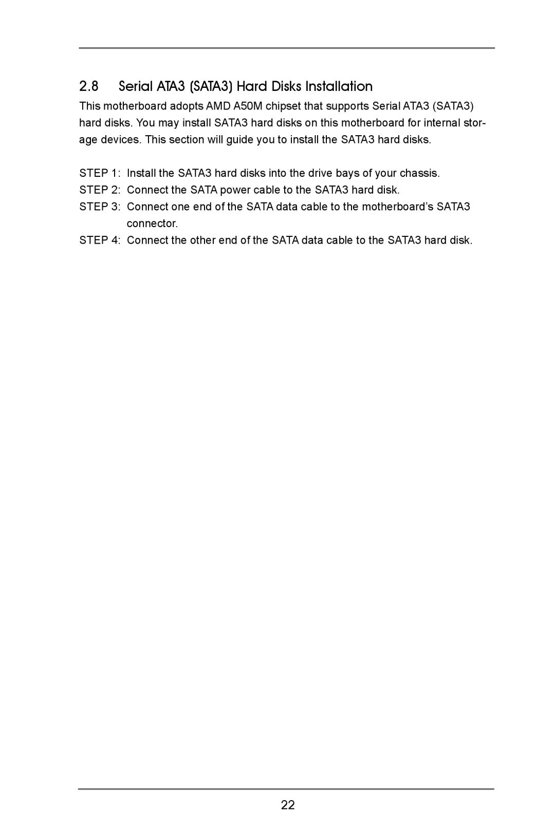 ASRock E350M1 manual Serial ATA3 SATA3 Hard Disks Installation 