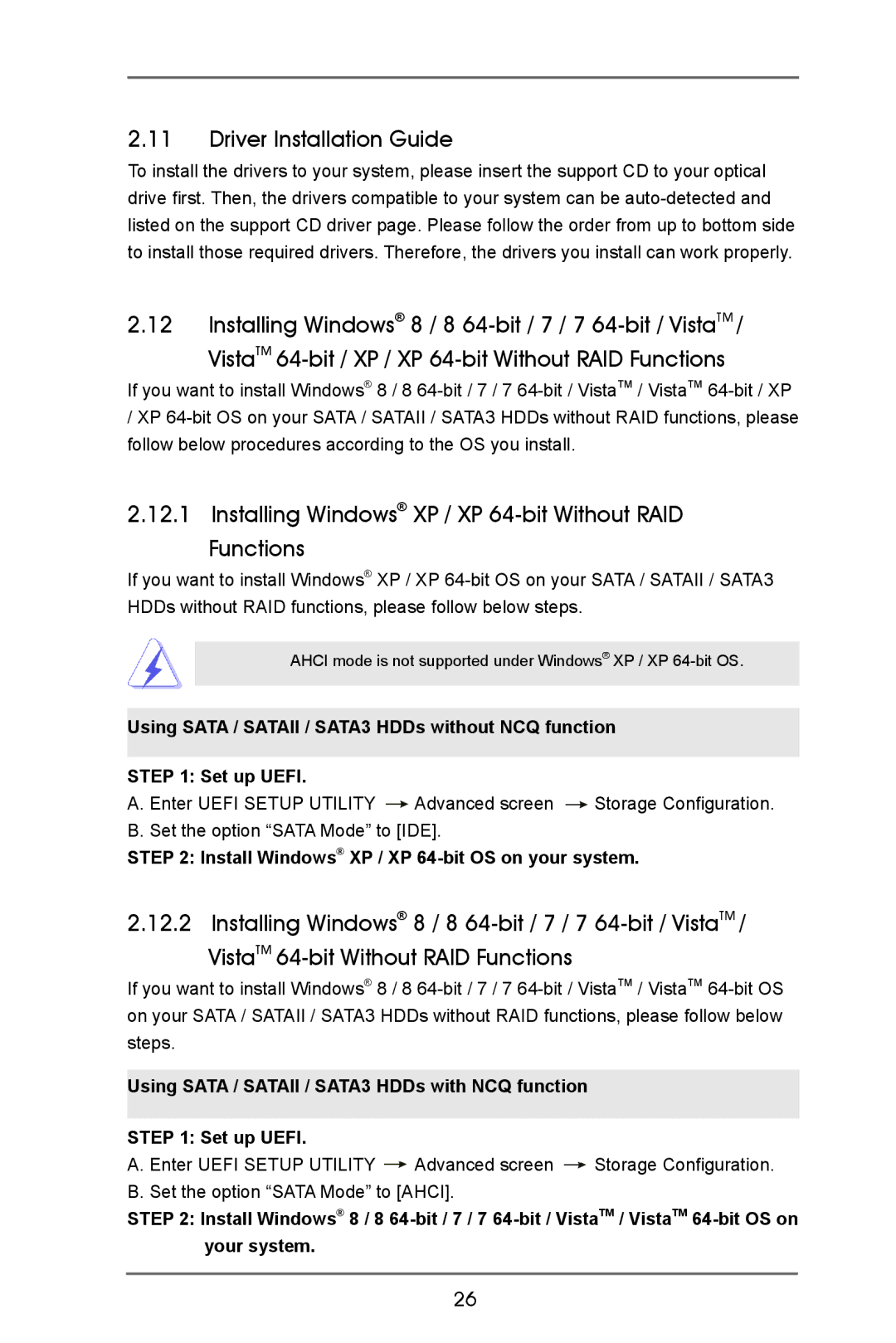 ASRock E350M1 manual Driver Installation Guide, Installing Windows XP / XP 64-bit Without RAID Functions 