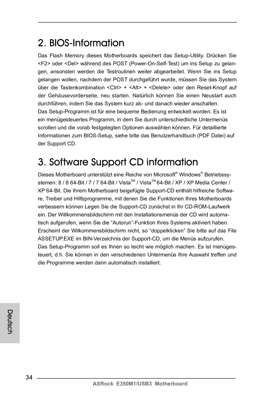 ASRock E350M1/USB3 manual BIOS-Information, Software Support CD information 