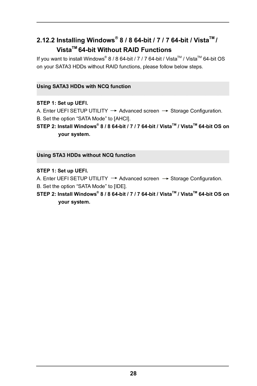 ASRock E35LM1 R2.0 manual Using SATA3 HDDs with NCQ function Set up Uefi 