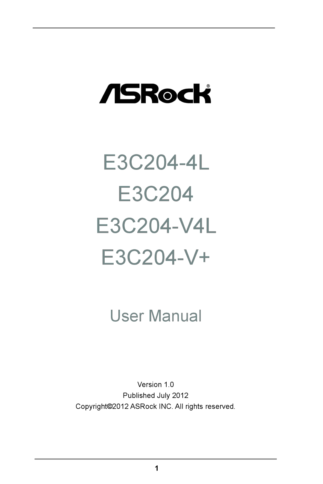 ASRock manual E3C204-4L E3C204-V4L E3C204-V+ 