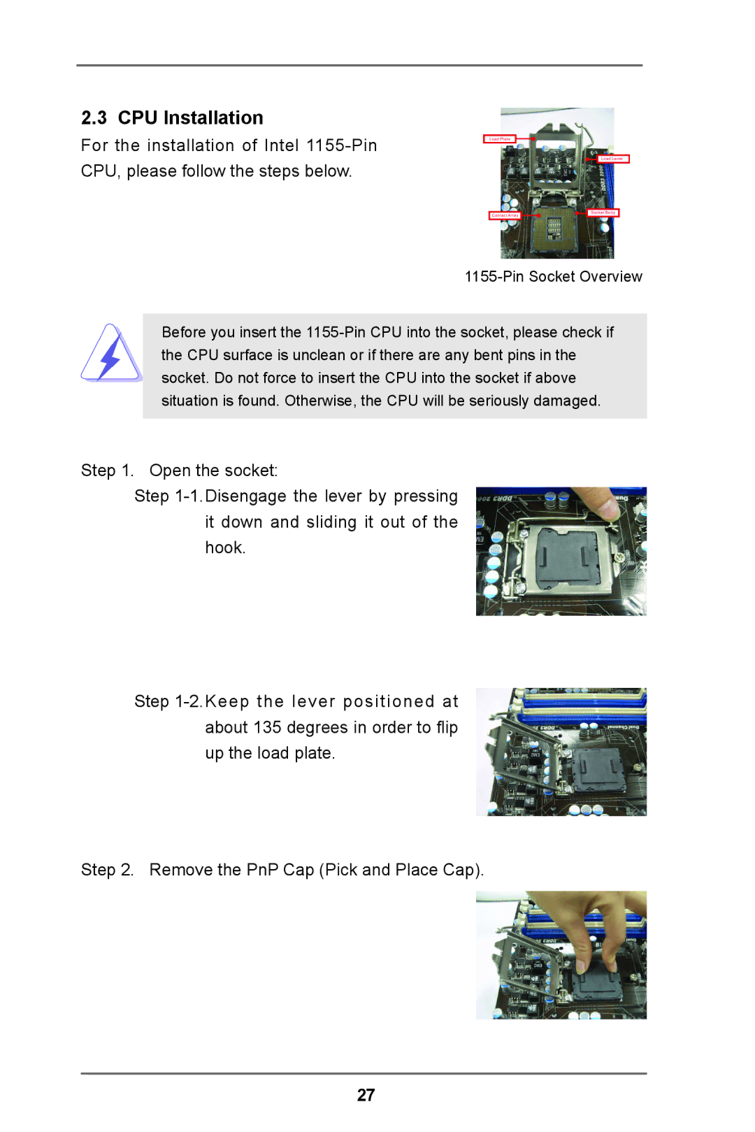 ASRock E3C204 manual CPU Installation 